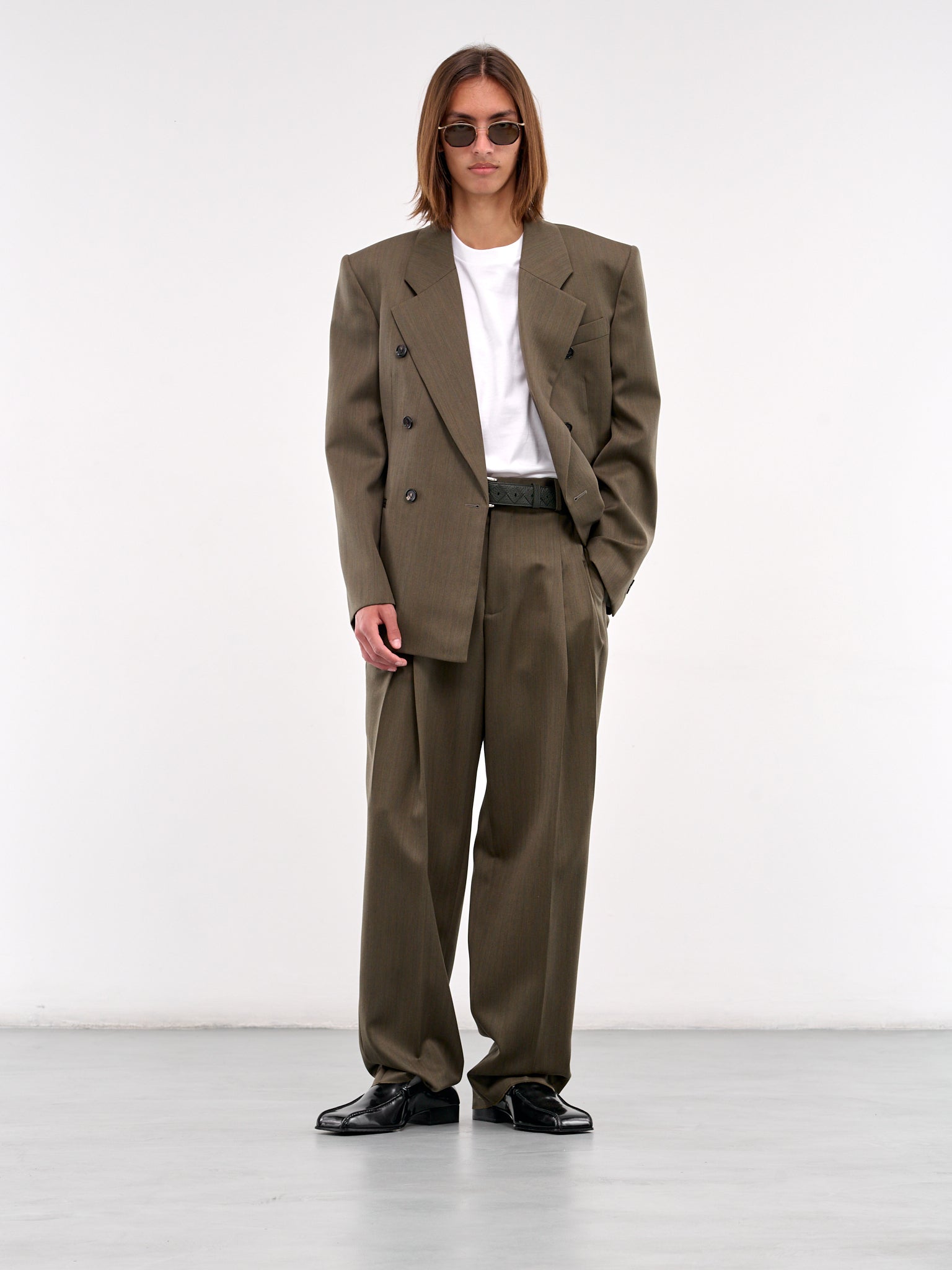 Wool Subtle Chevron Jacket (820057V5C40-3541-GRASS-OLIVE-G)