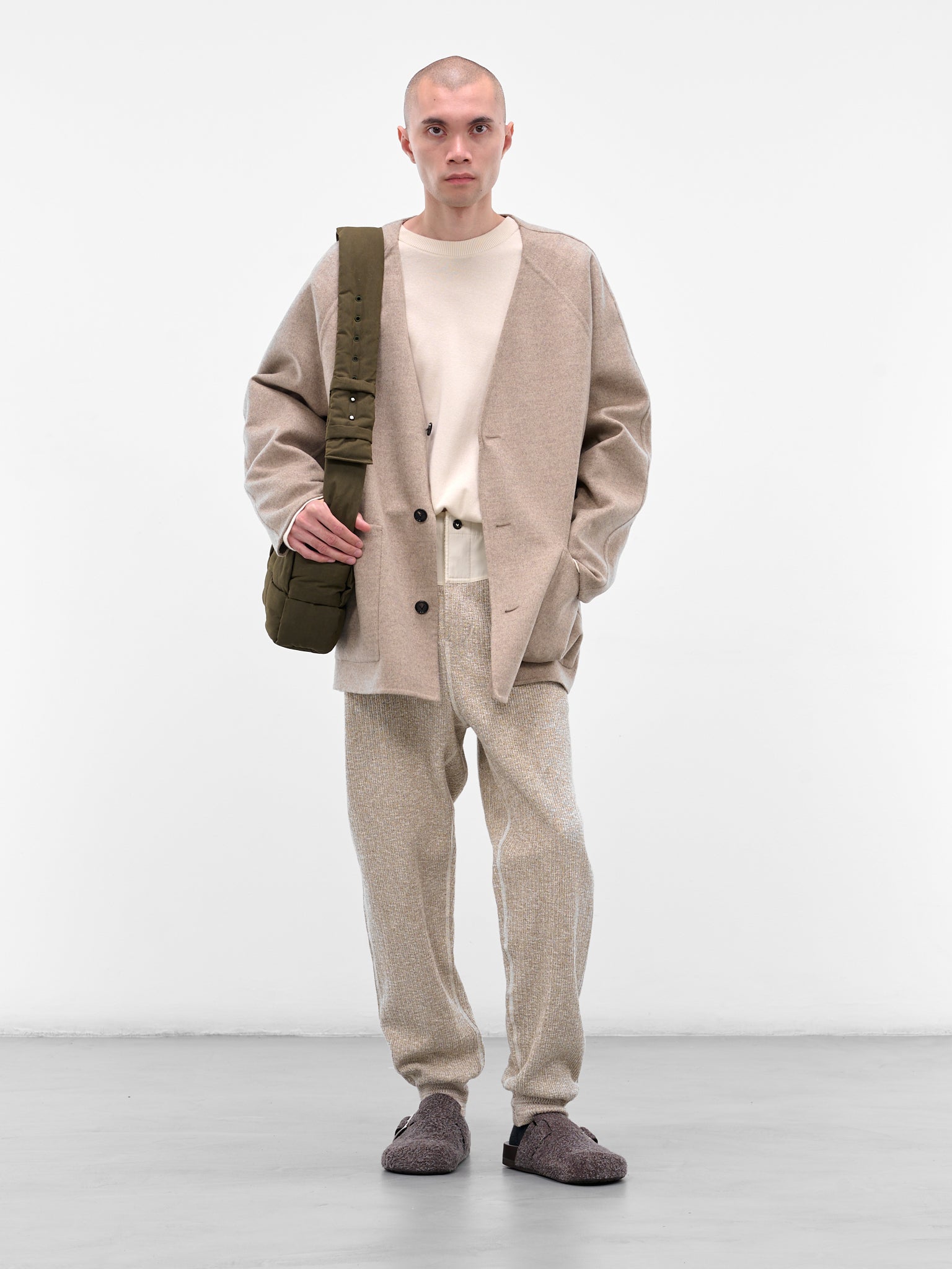 Beige Wool-Cashmere V-Neck Cardigan (829836V3OO0-2783-SANDSHELL-MEL)
