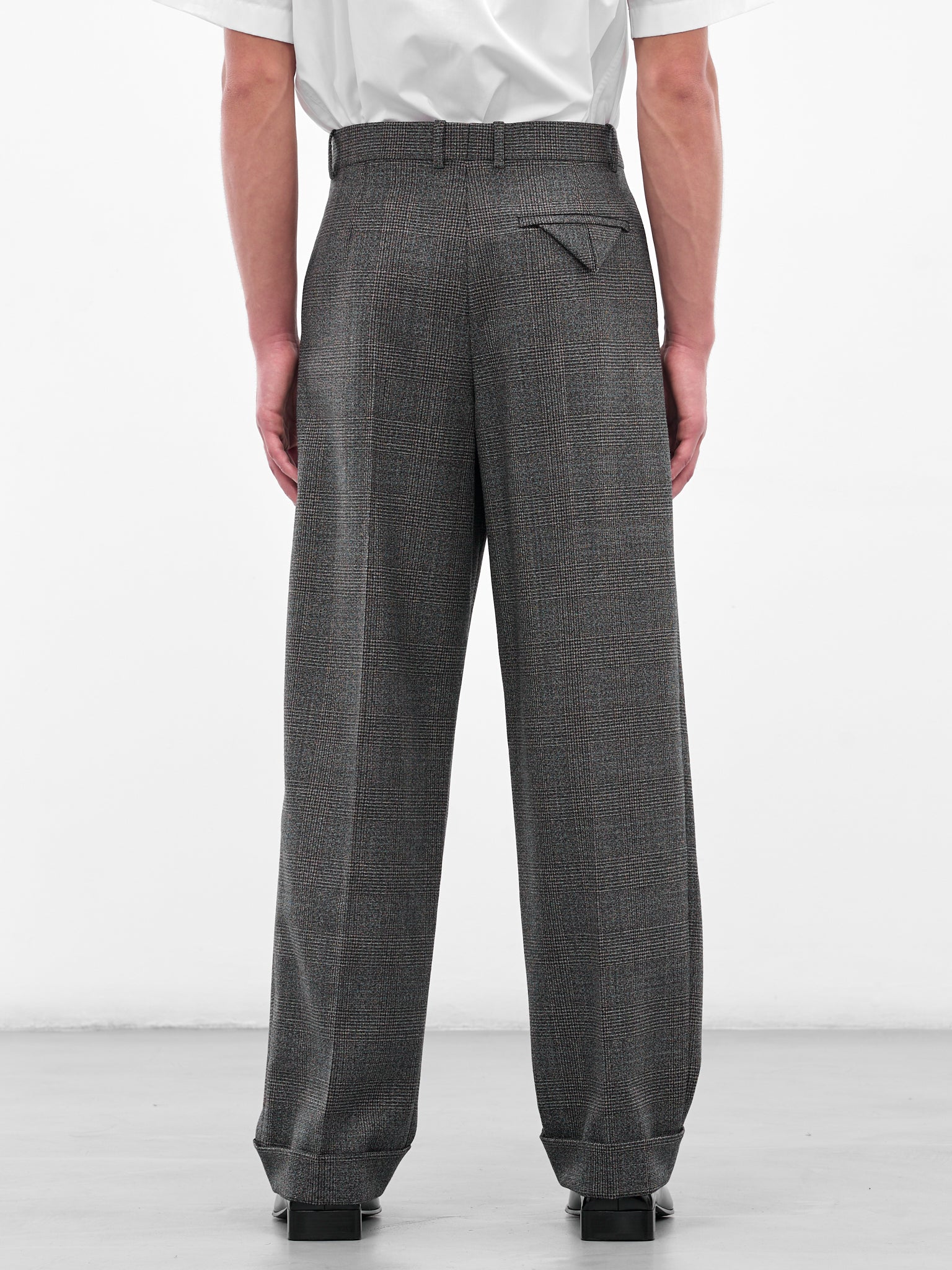 Gray Prince Of Wales Trousers (830115V5P60-1071-BLACK-CHALK-B)