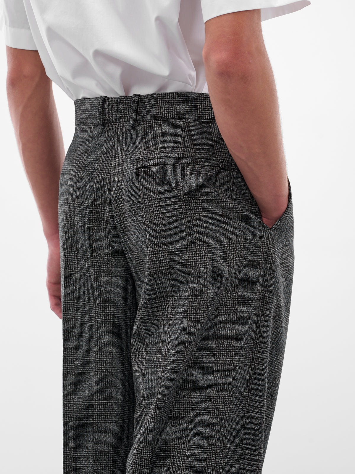 Gray Prince Of Wales Trousers (830115V5P60-1071-BLACK-CHALK-B)