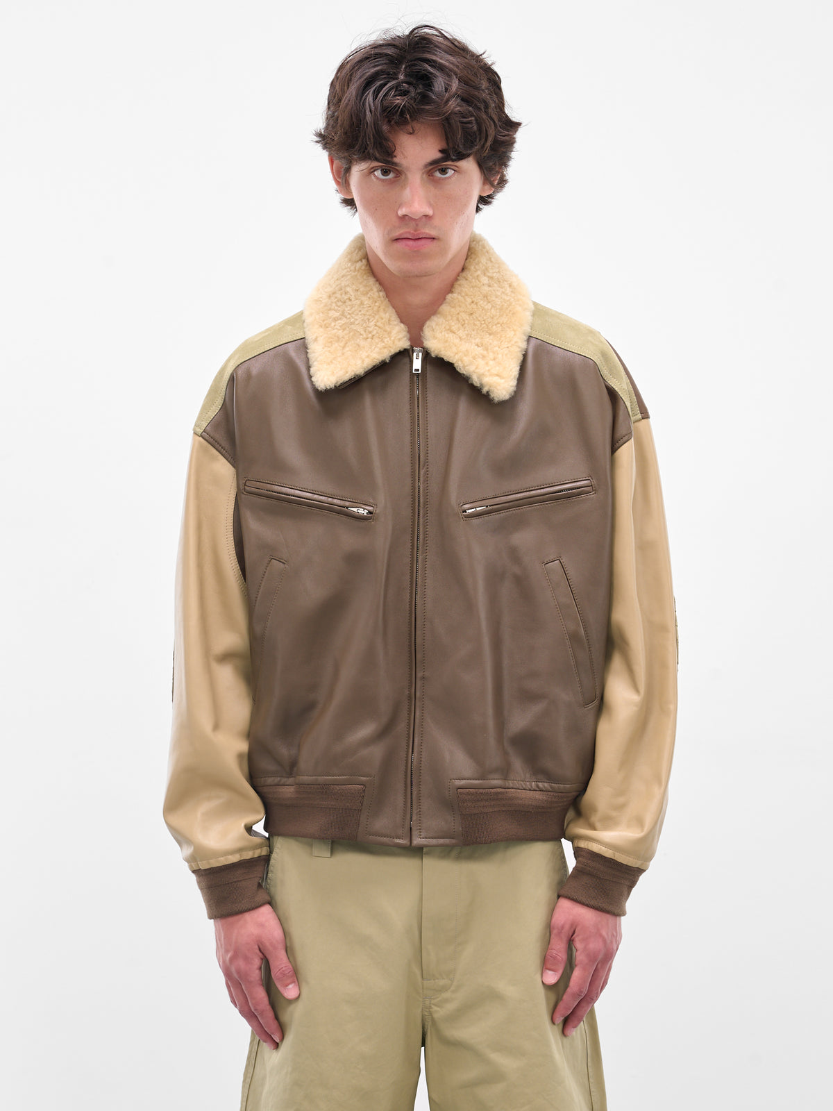 Brown Nappa Leather Blouson (833908V5BX0-2631-DARK-MOSS-SES)