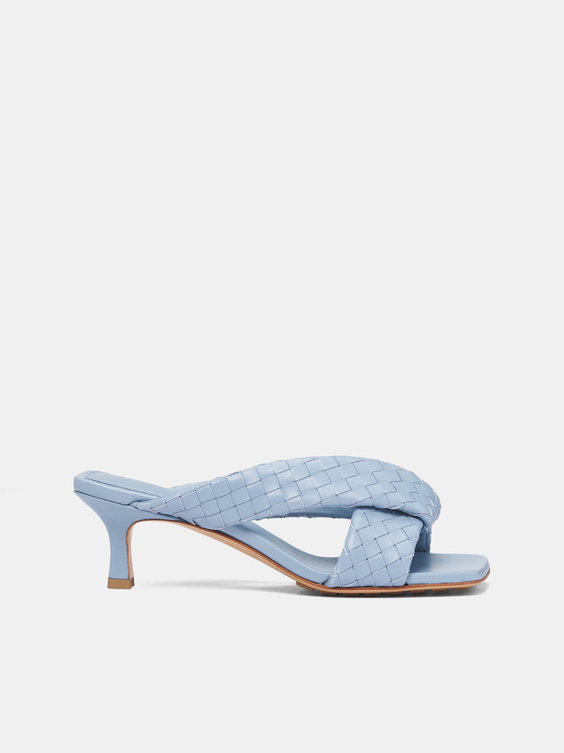 Blue Intrecciato Riva Mule Sandals (837835V2ED0-9113-NEW-ICE)
