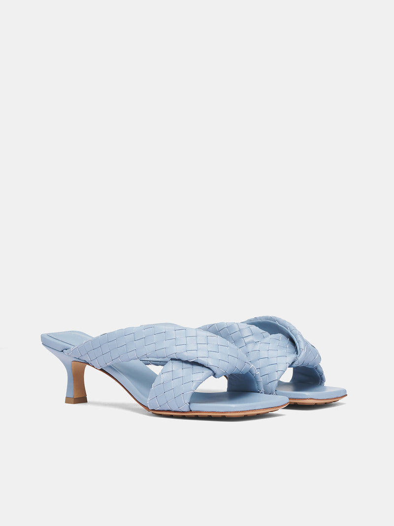 Blue Intrecciato Riva Mule Sandals (837835V2ED0-9113-NEW-ICE)