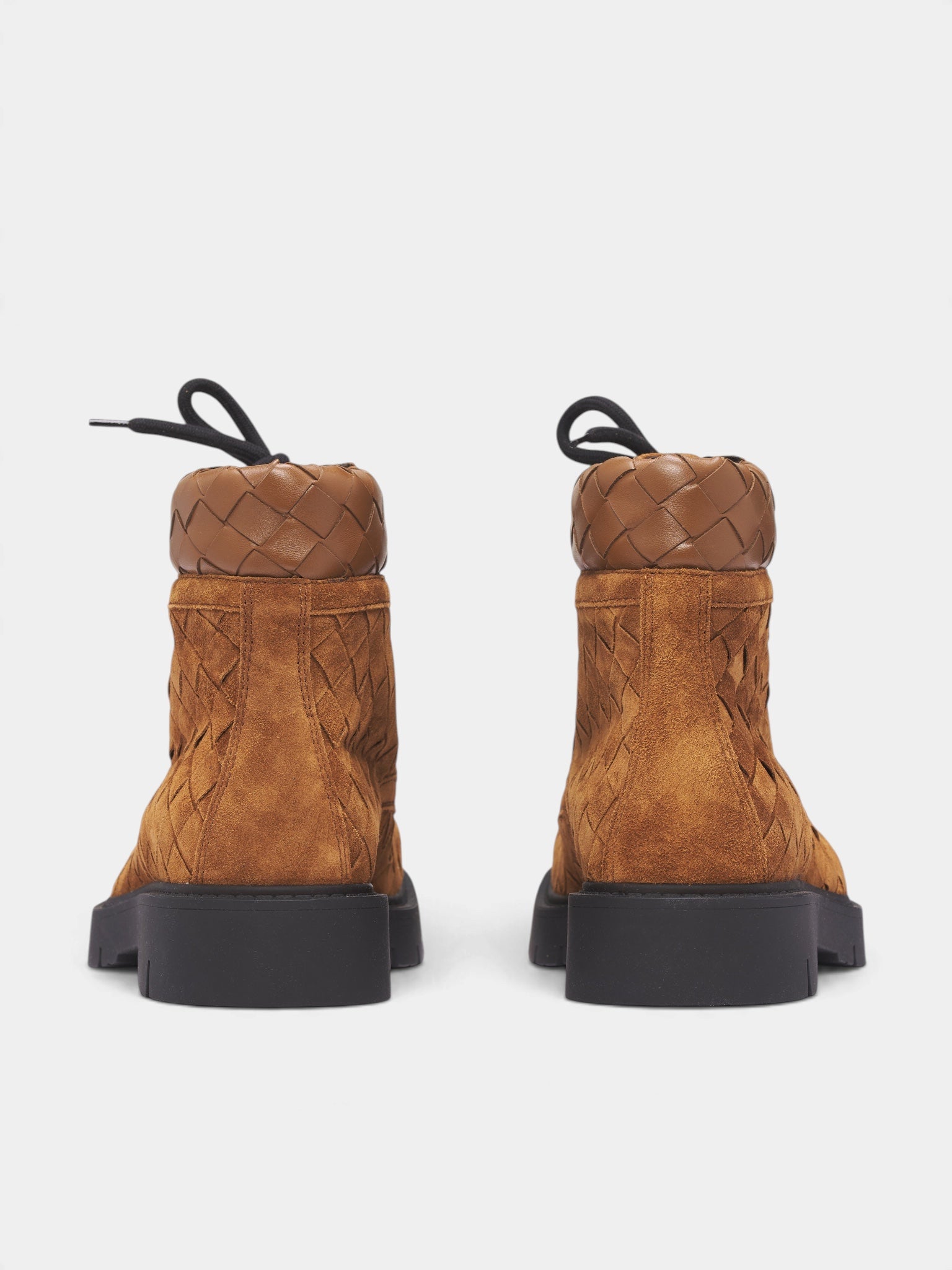 Dark Caramel Intrecciato Calfskin Boots (837876V3QE0-9866-DARK-CARAMEL)