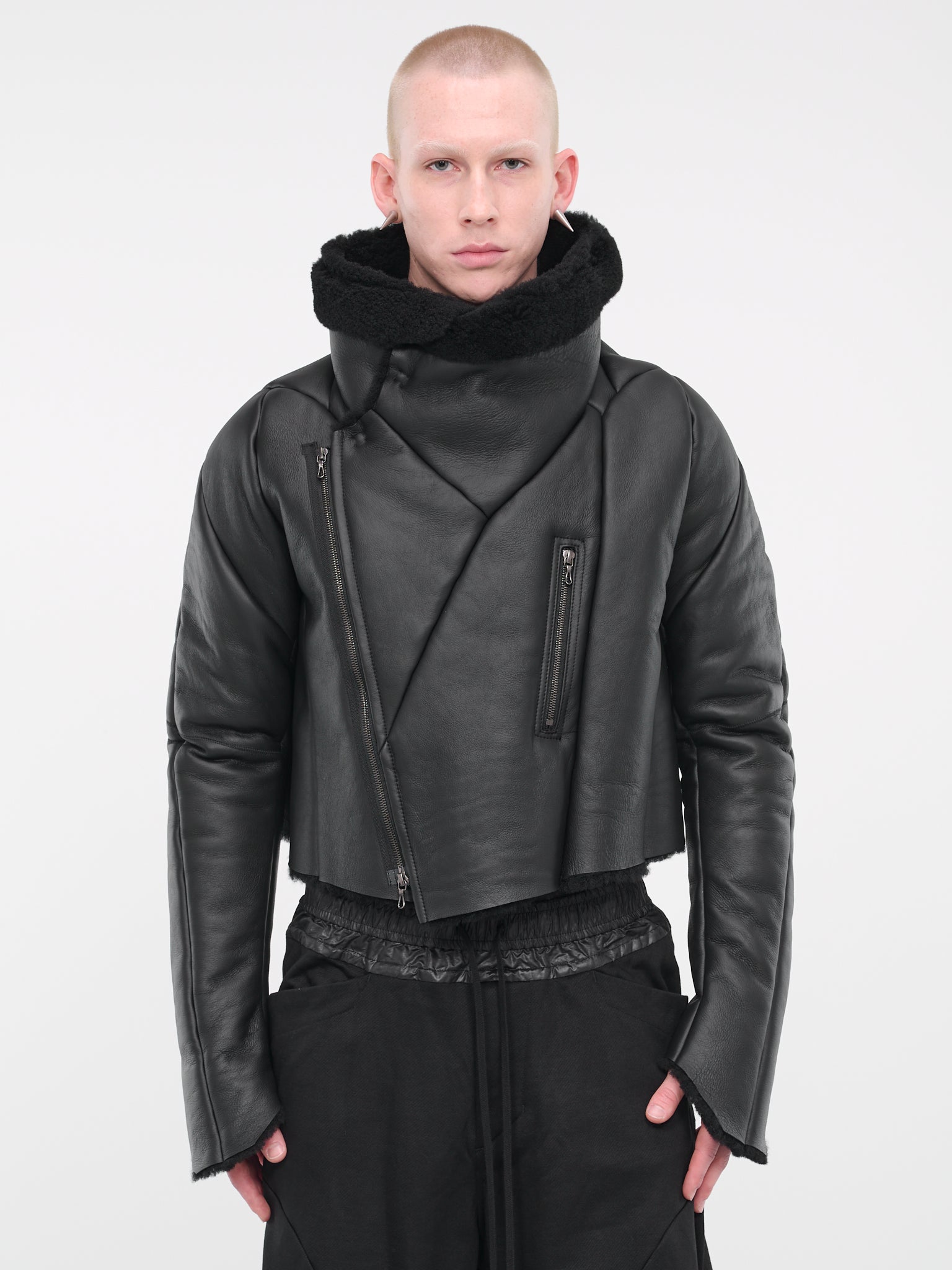 Leather Shearling Jacket (837BLM3-BLACK)