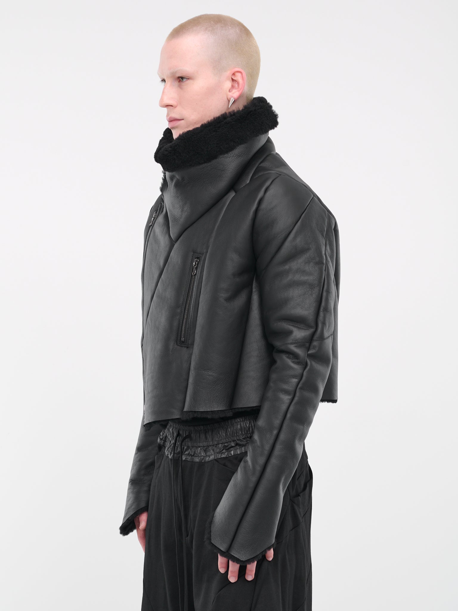 Leather Shearling Jacket (837BLM3-BLACK)