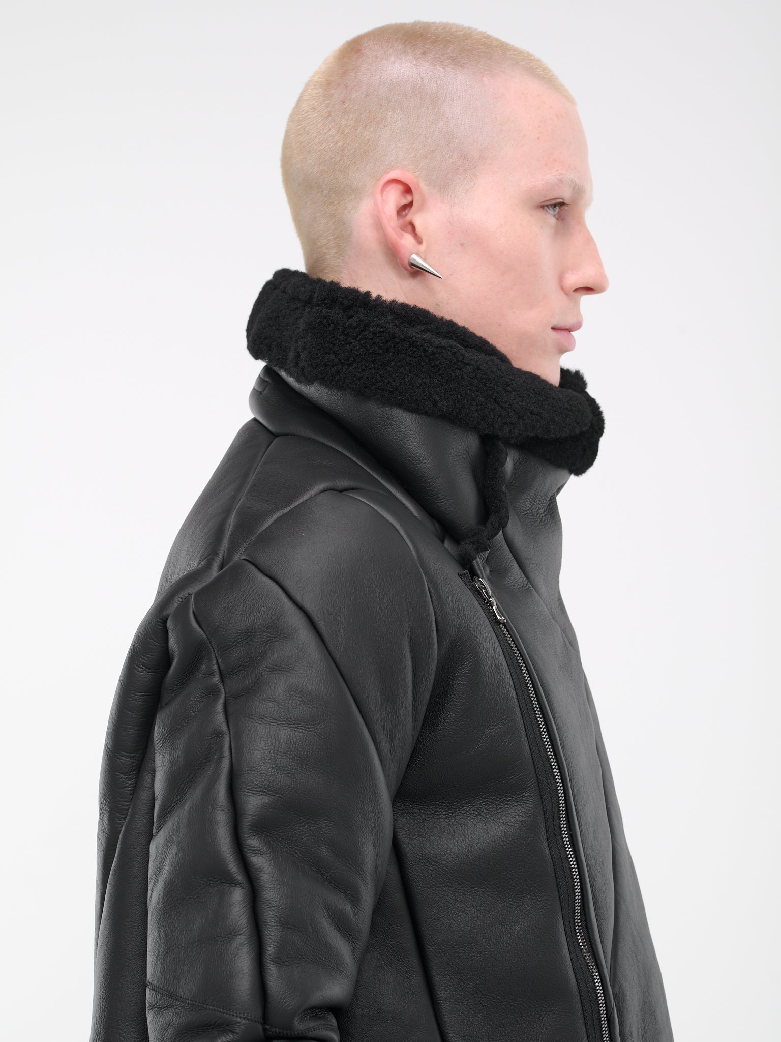 Leather Shearling Jacket (837BLM3-BLACK)
