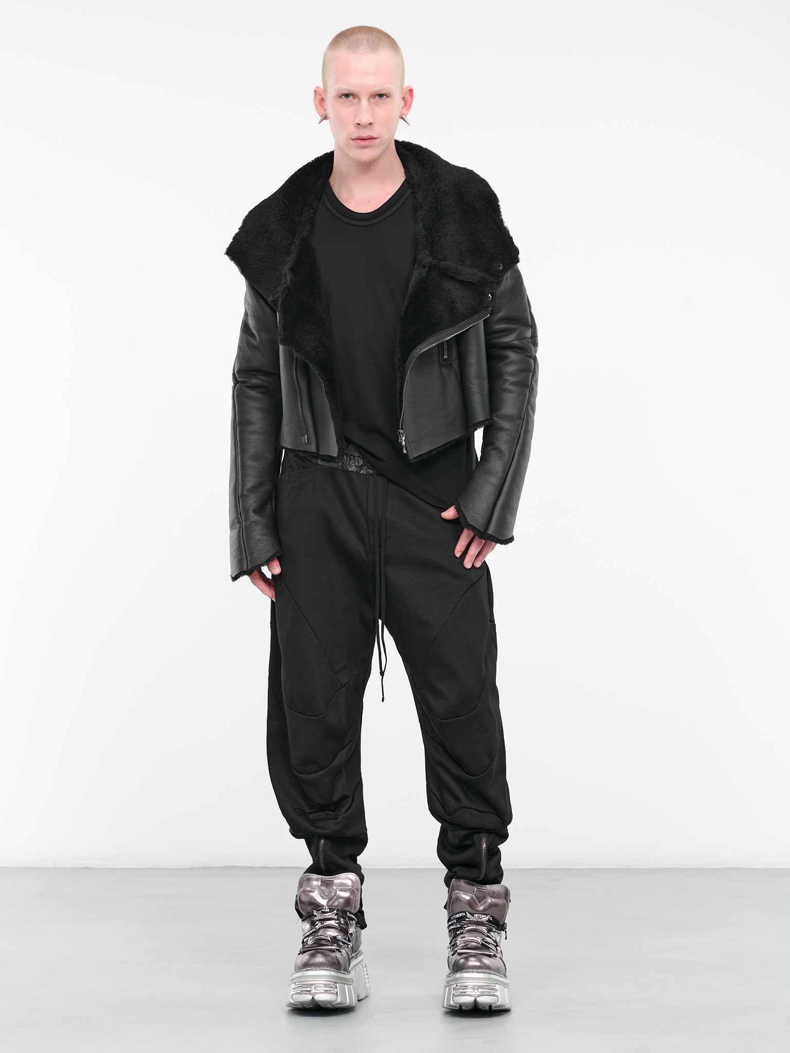 Leather Shearling Jacket (837BLM3-BLACK)