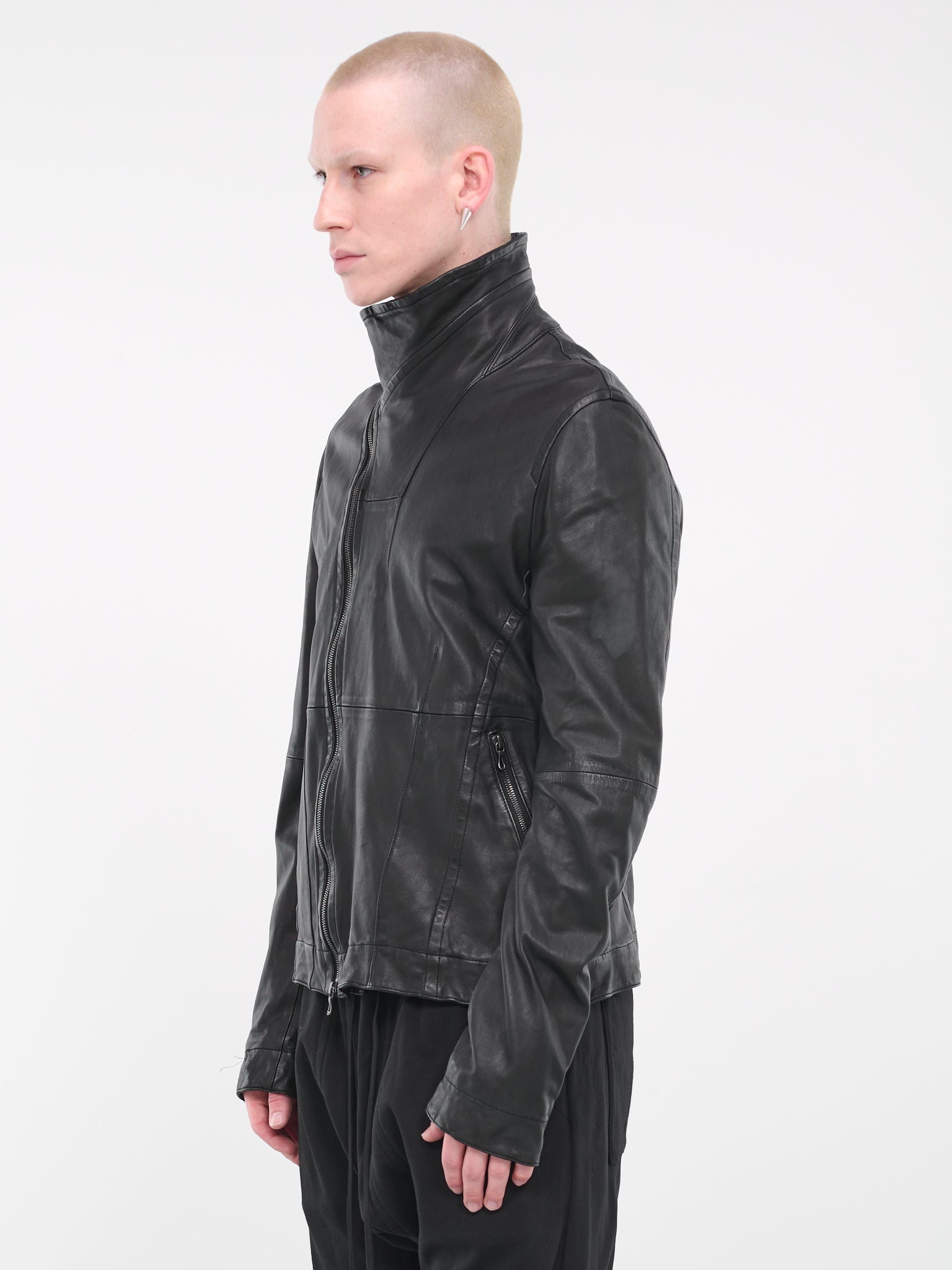 Leather Zip Jacket (839BLM2-BLACK)