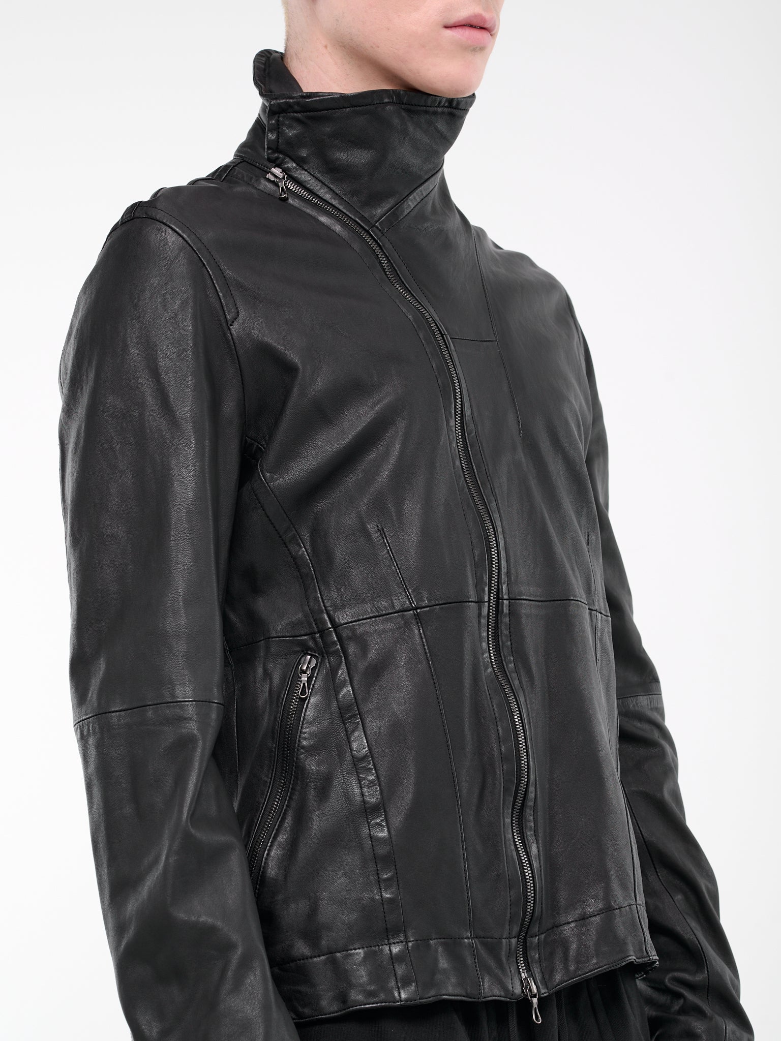 Leather Zip Jacket (839BLM2-BLACK)