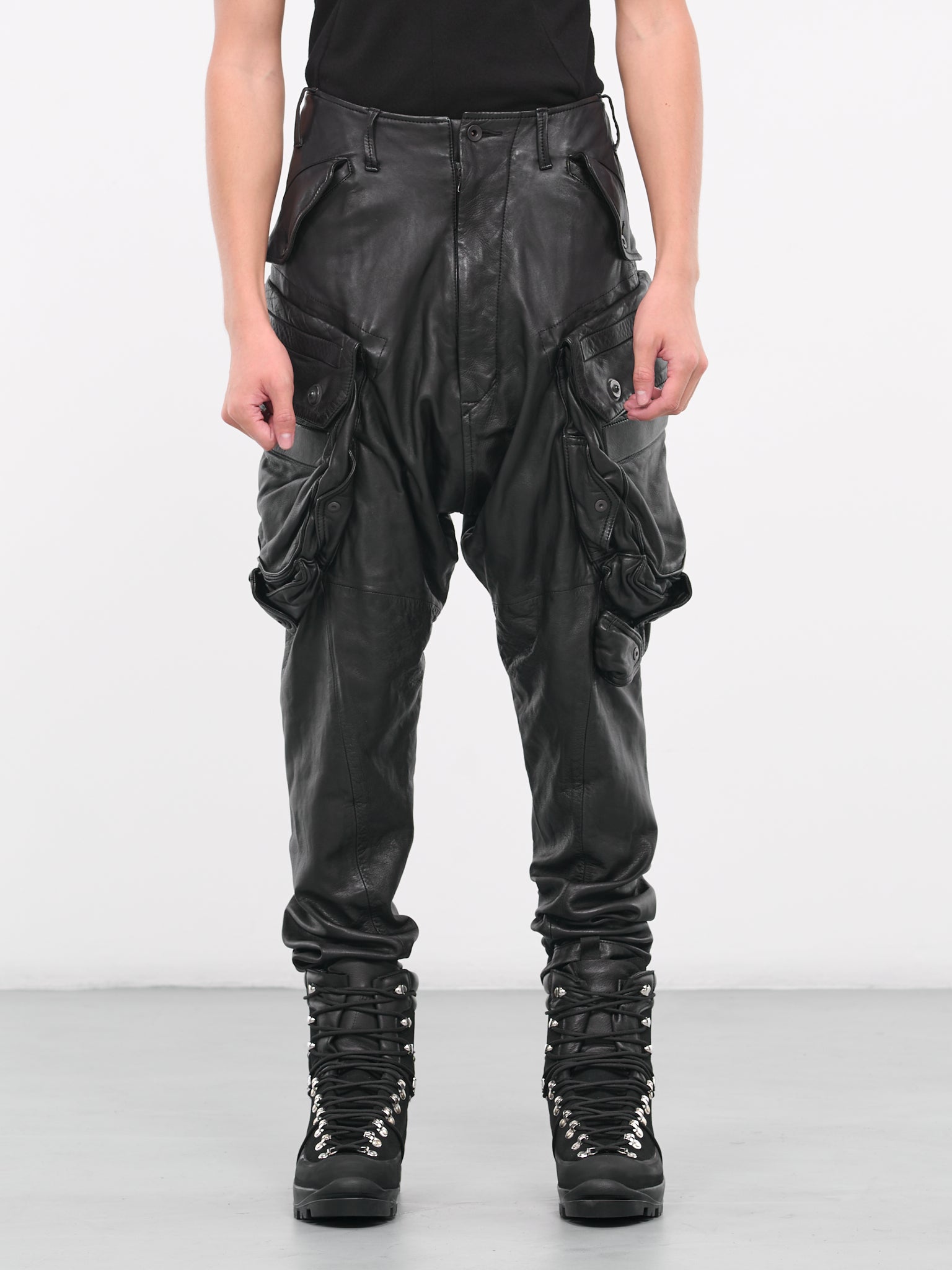 Leather Cargo Pants (839PAM5-BLACK)