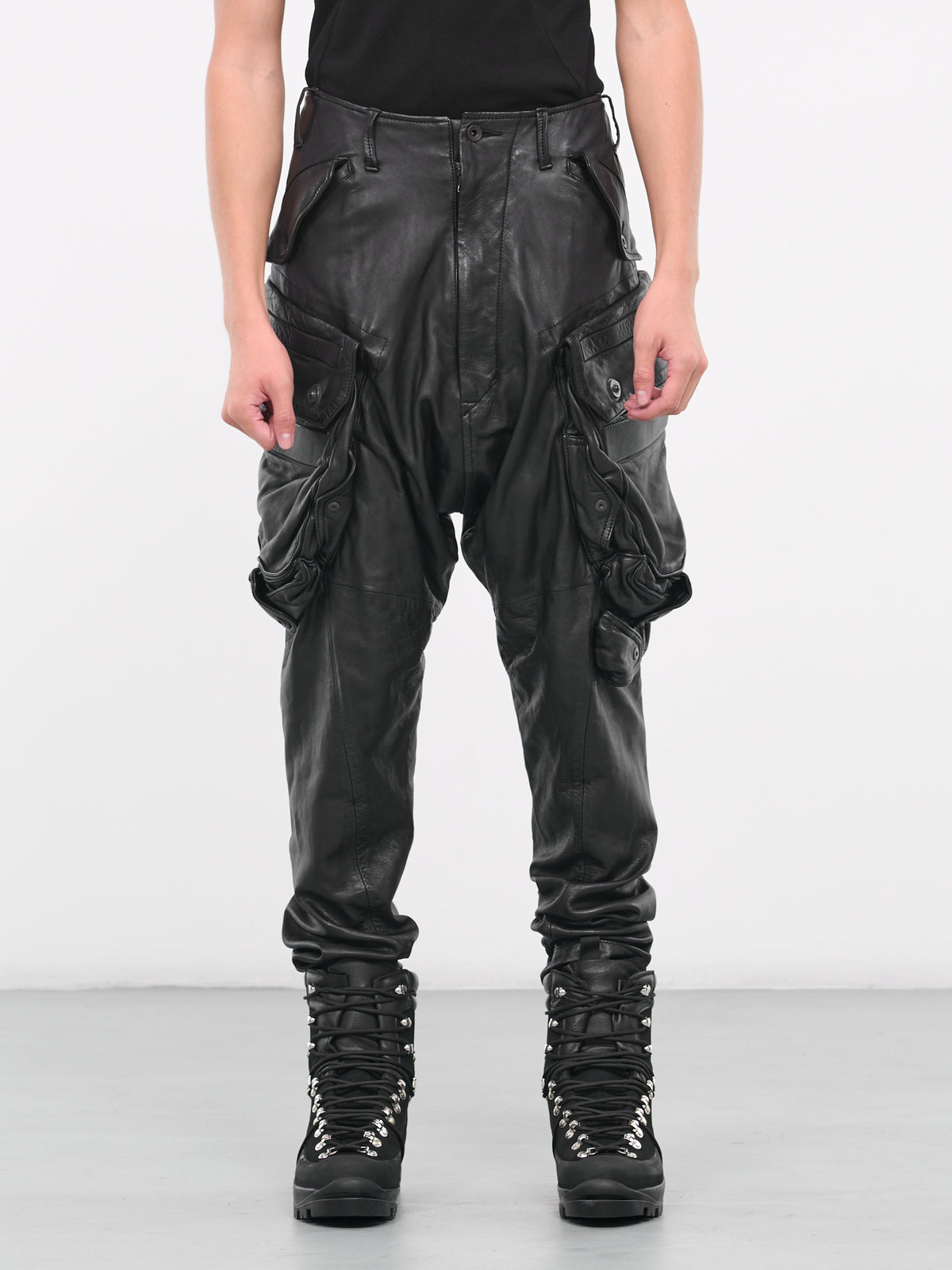 Leather Cargo Pants (839PAM5-BLACK)