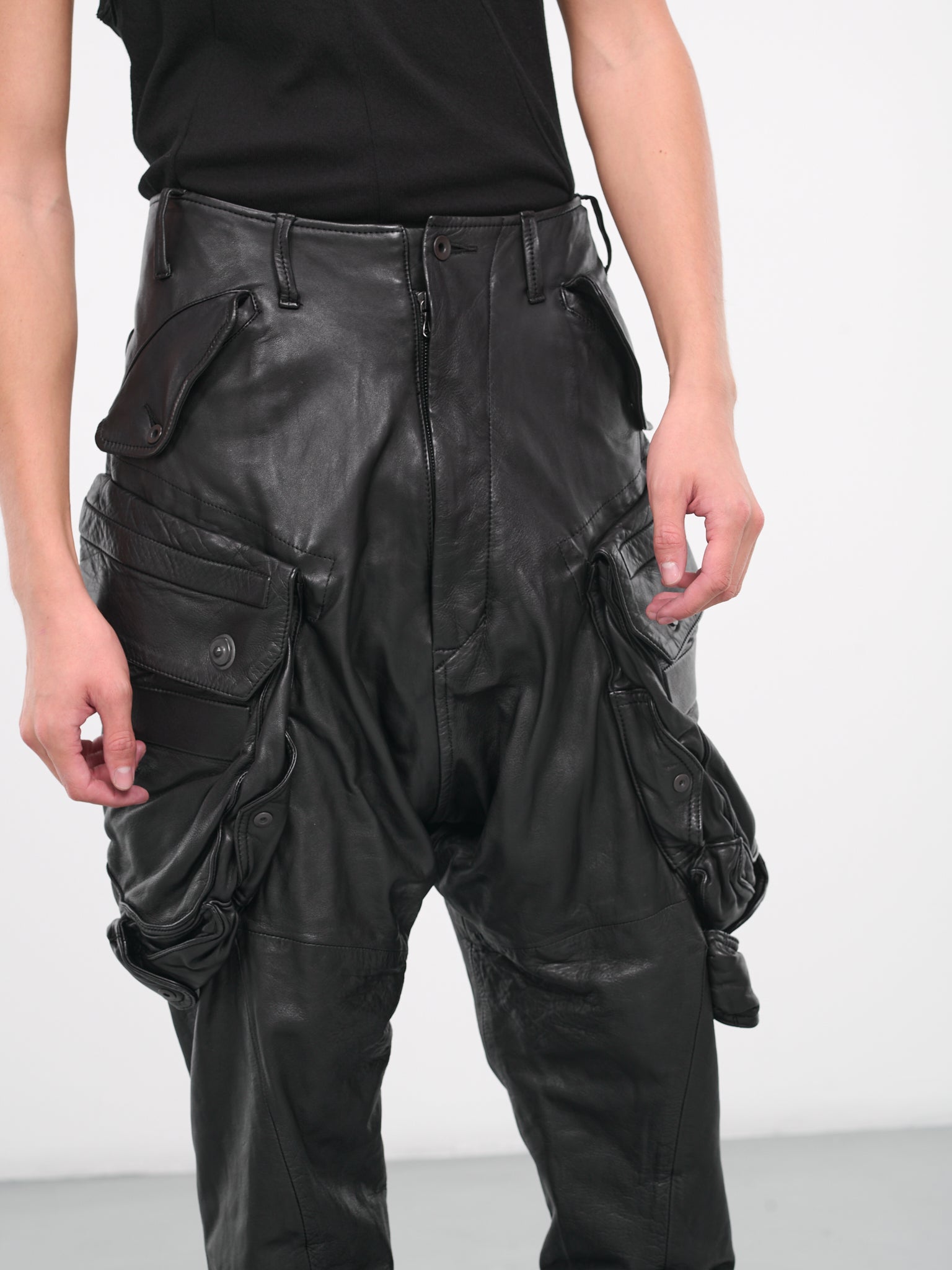 Leather Cargo Pants (839PAM5-BLACK)