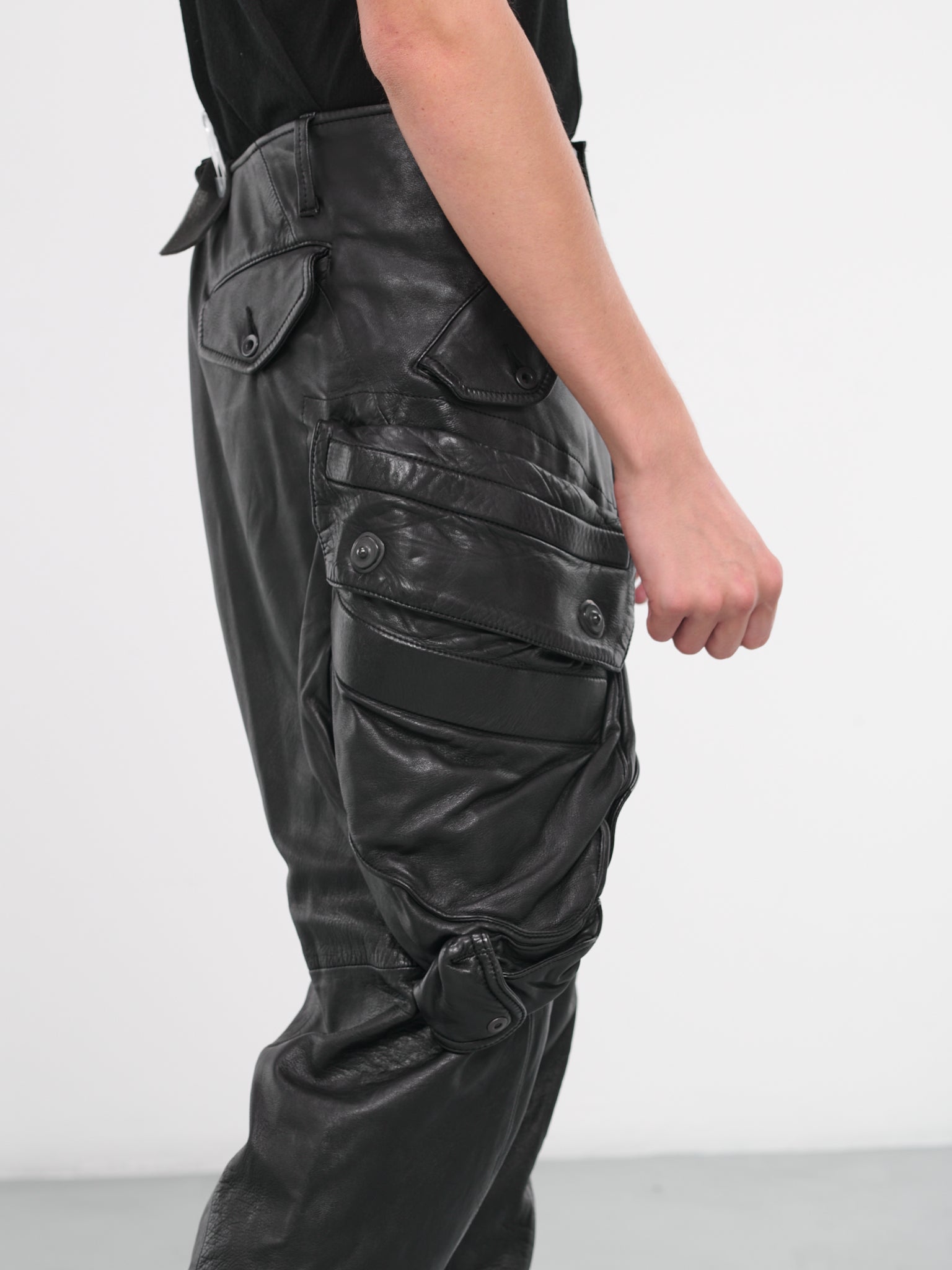 Leather Cargo Pants (839PAM5-BLACK)