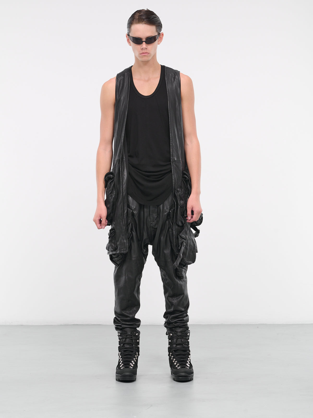 Leather Cargo Pants (839PAM5-BLACK)