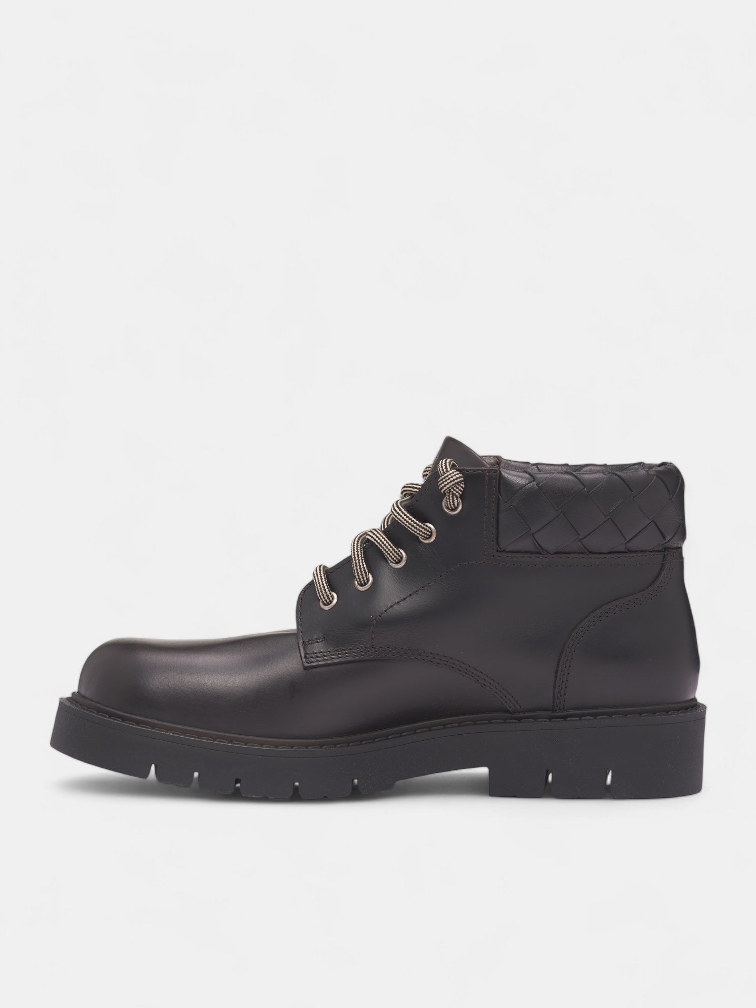 Black Intrecciato Collar Lugged Boots (841489-V2WT1-2117-FONDANT-BLAC)