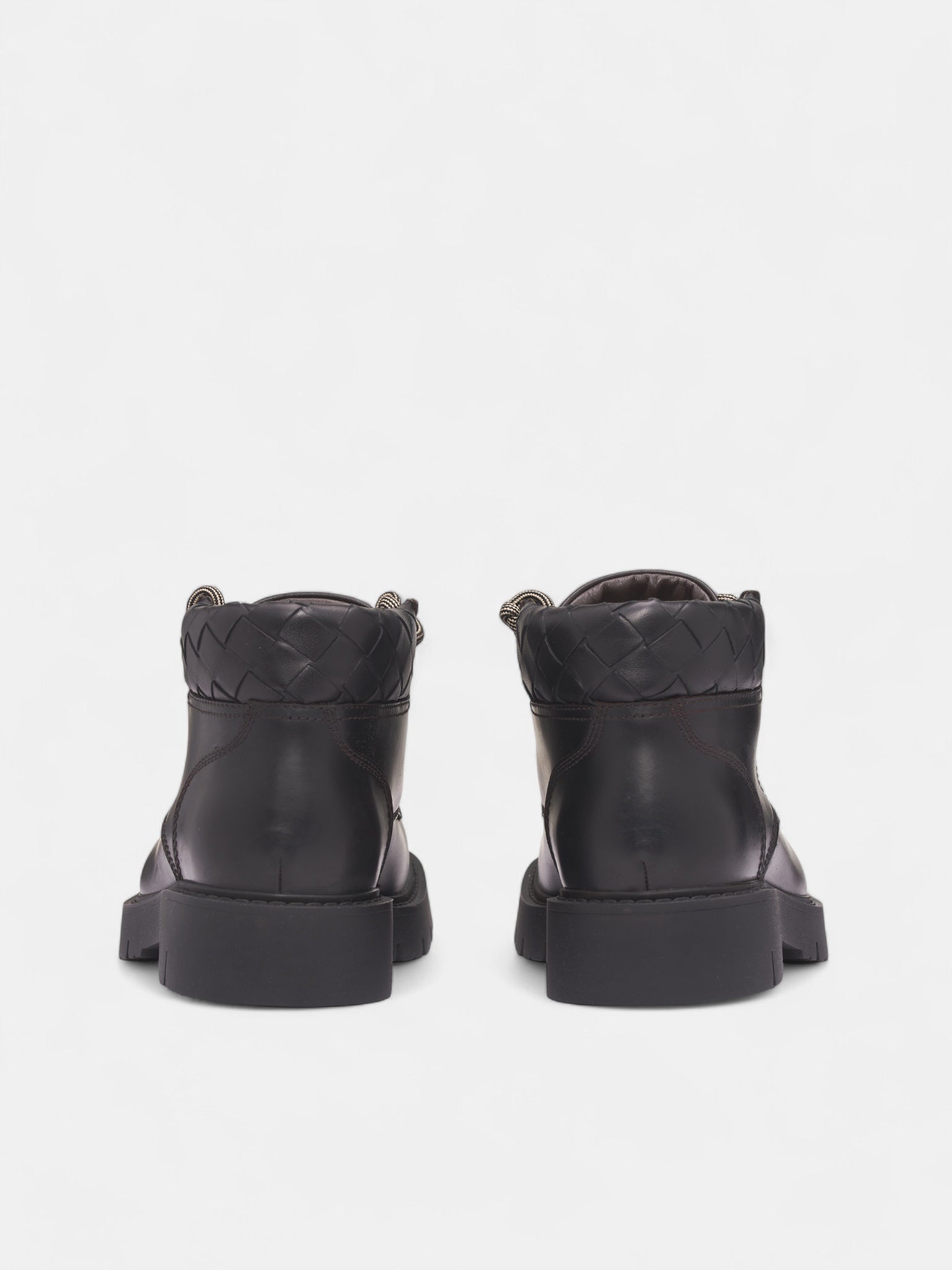 Black Intrecciato Collar Lugged Boots (841489-V2WT1-2117-FONDANT-BLAC)