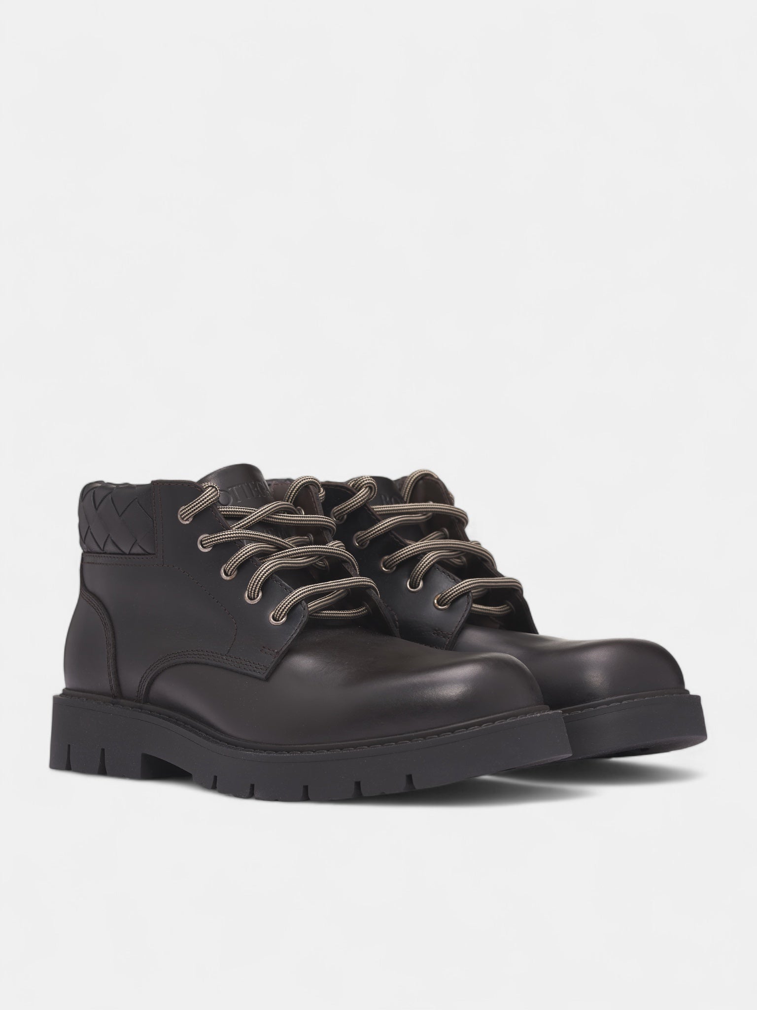 Black Intrecciato Collar Lugged Boots (841489-V2WT1-2117-FONDANT-BLAC)