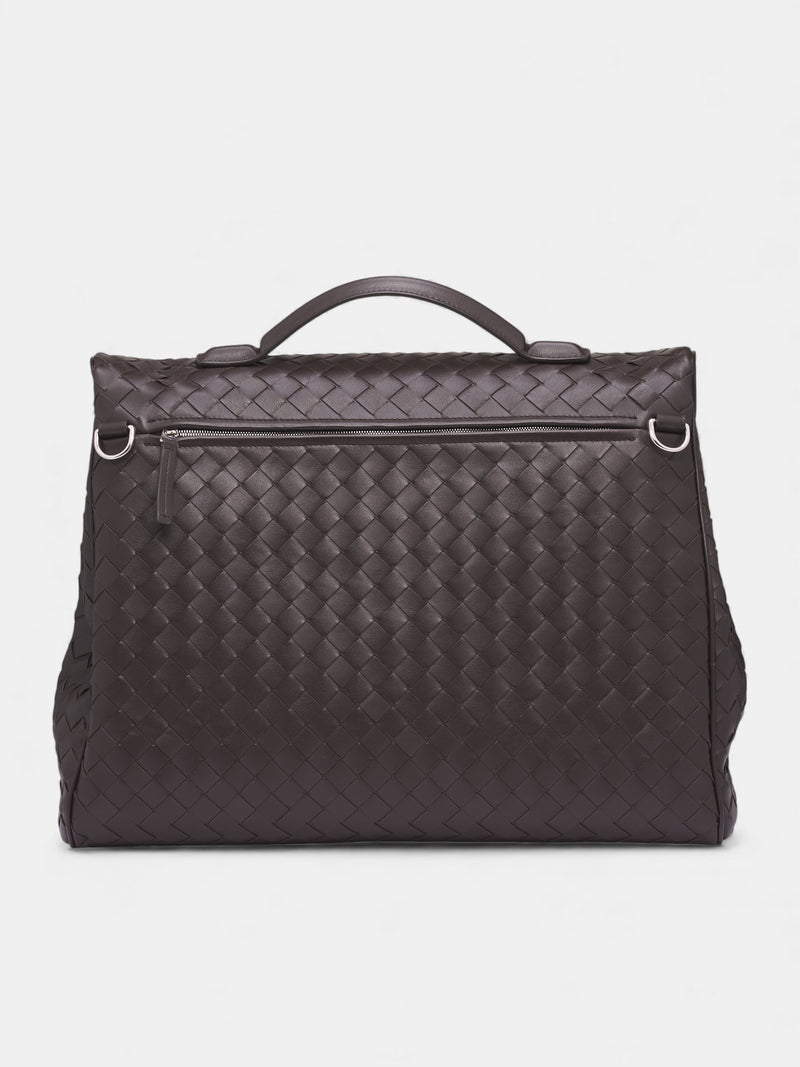 Black Intrecciato Leather Briefcase (844227V4R40001-FONDANT-VINTAGE)