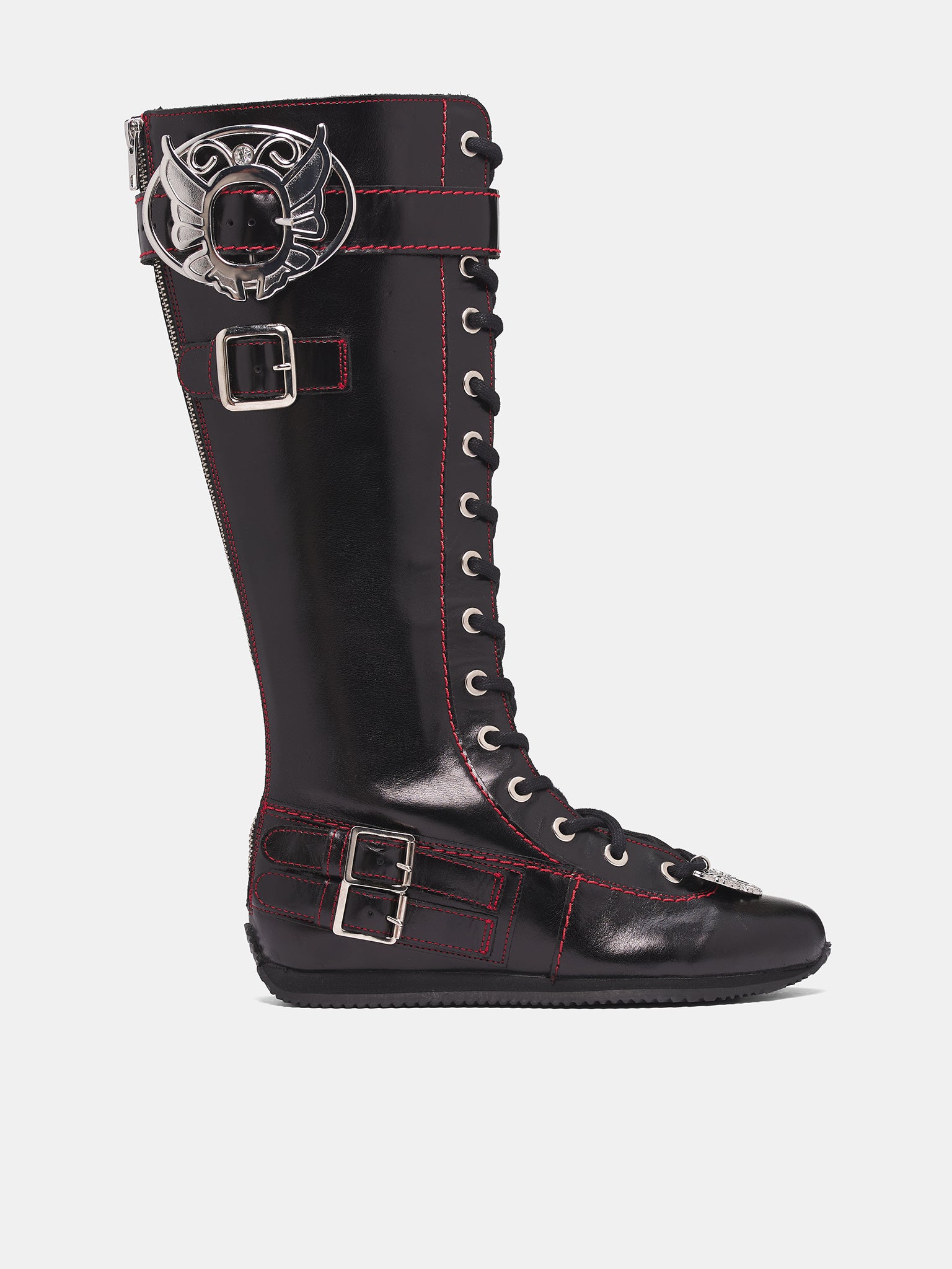 Black Leather Stefanie High Boots (8500-CHUNKY-LACE-UP-BLACK)