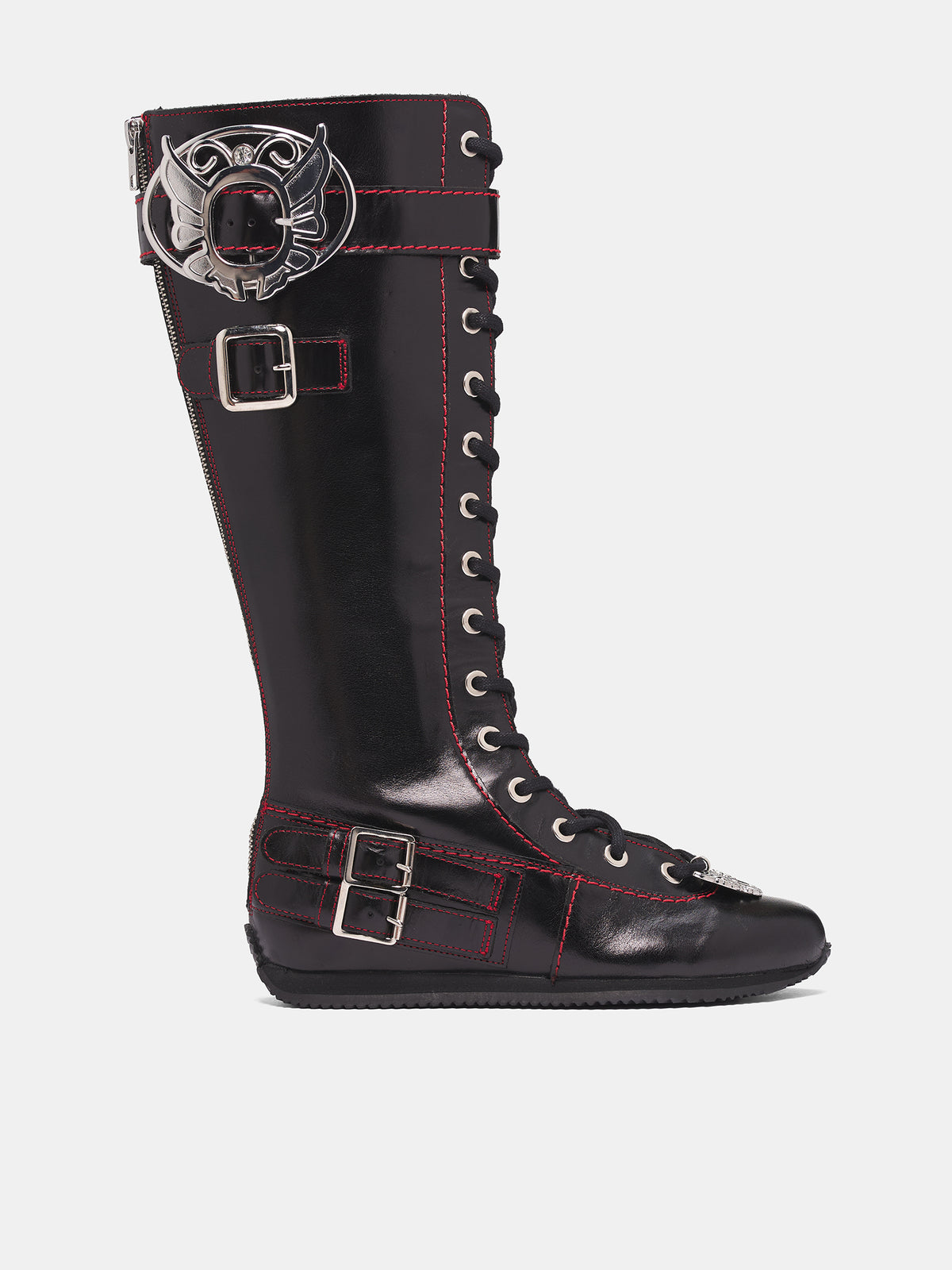 Black Leather Stefanie High Boots (8500-CHUNKY-LACE-UP-BLACK)