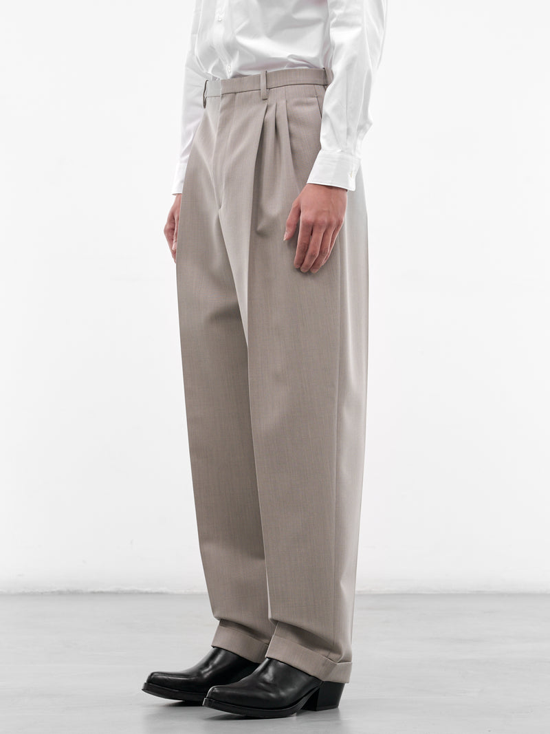 Stone Tailored Wide Trousers (851380V6DE0004-STONE-MELANGE)