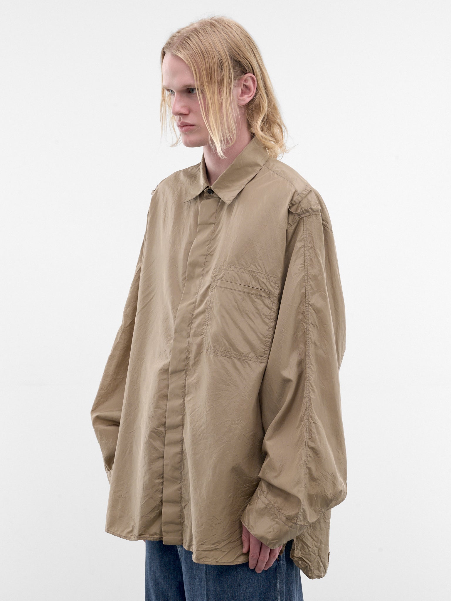 Brown Oversized Button-Up Shirt (852449V6D80015-BROWN)