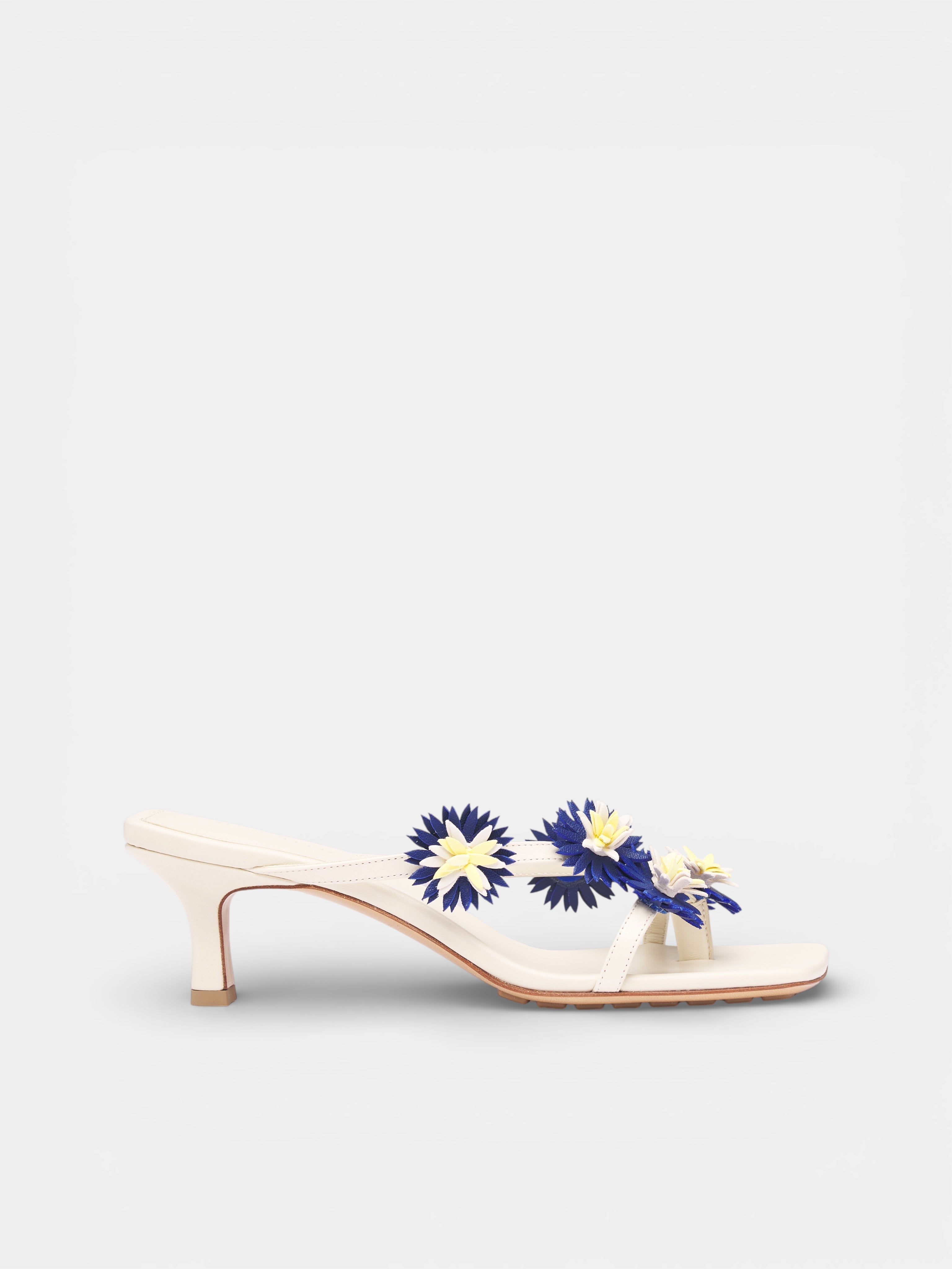 White Flower Applique Heeled Sandals (855905V65S0007-OFF-WHITE)