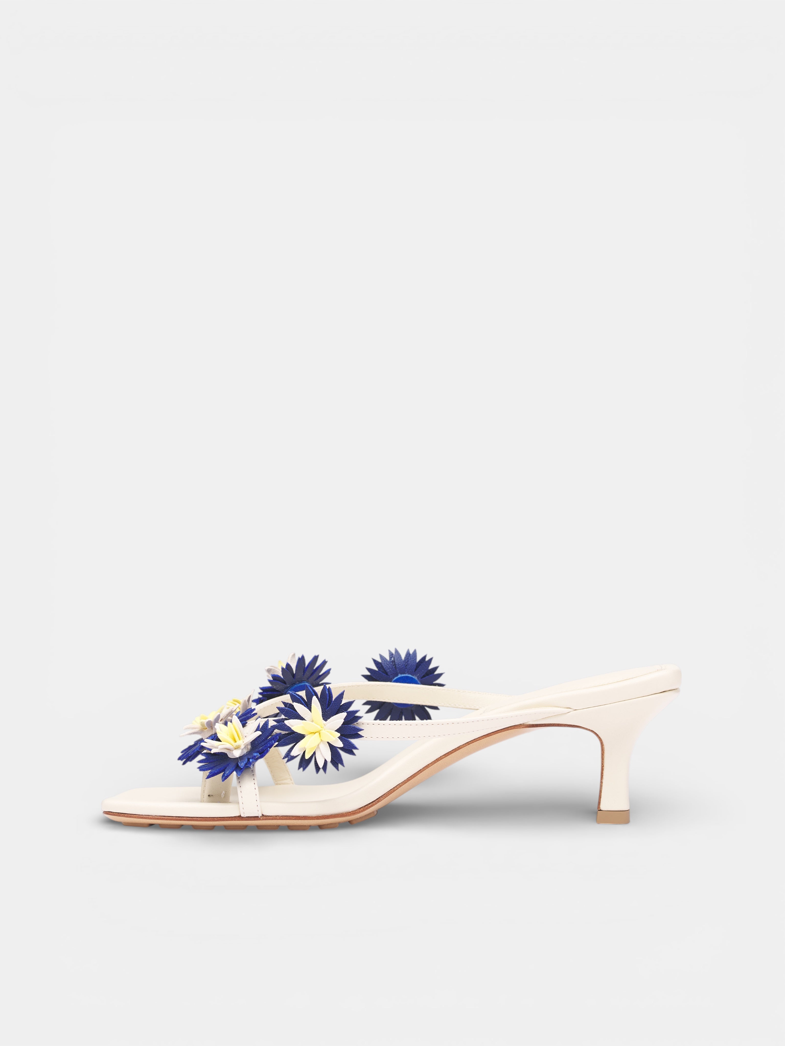 White Flower Applique Heeled Sandals (855905V65S0007-OFF-WHITE)