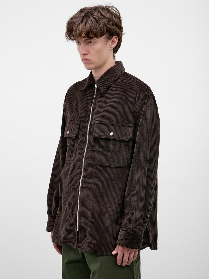Brown Corduroy Zipped Overshirt (861018V6O40-BROWN)