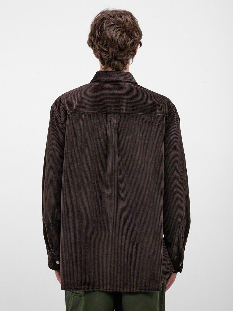 Brown Corduroy Zipped Overshirt (861018V6O40-BROWN)