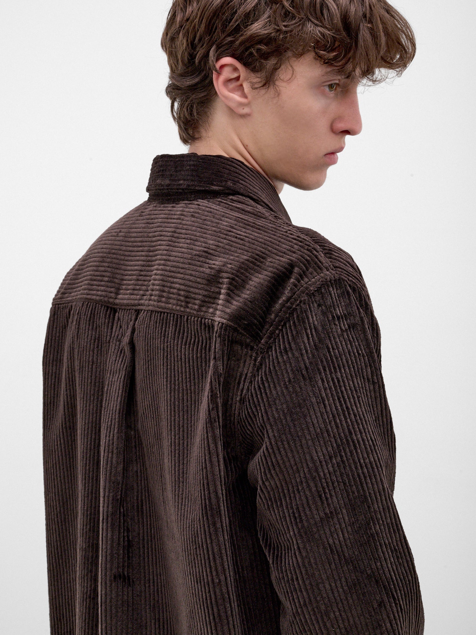 Brown Corduroy Zipped Overshirt (861018V6O40-BROWN)