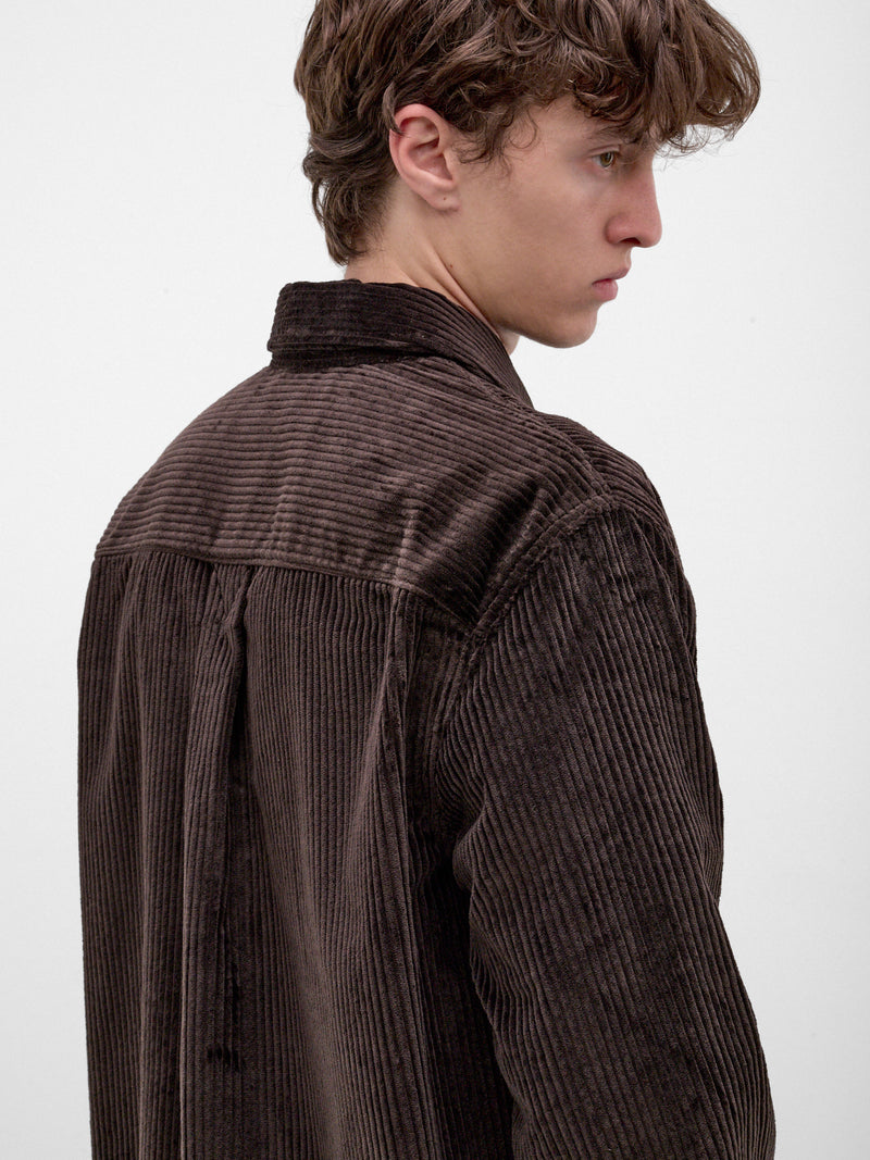 Brown Corduroy Zipped Overshirt (861018V6O40-BROWN)