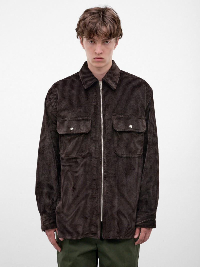 Brown Corduroy Zipped Overshirt (861018V6O40-BROWN)
