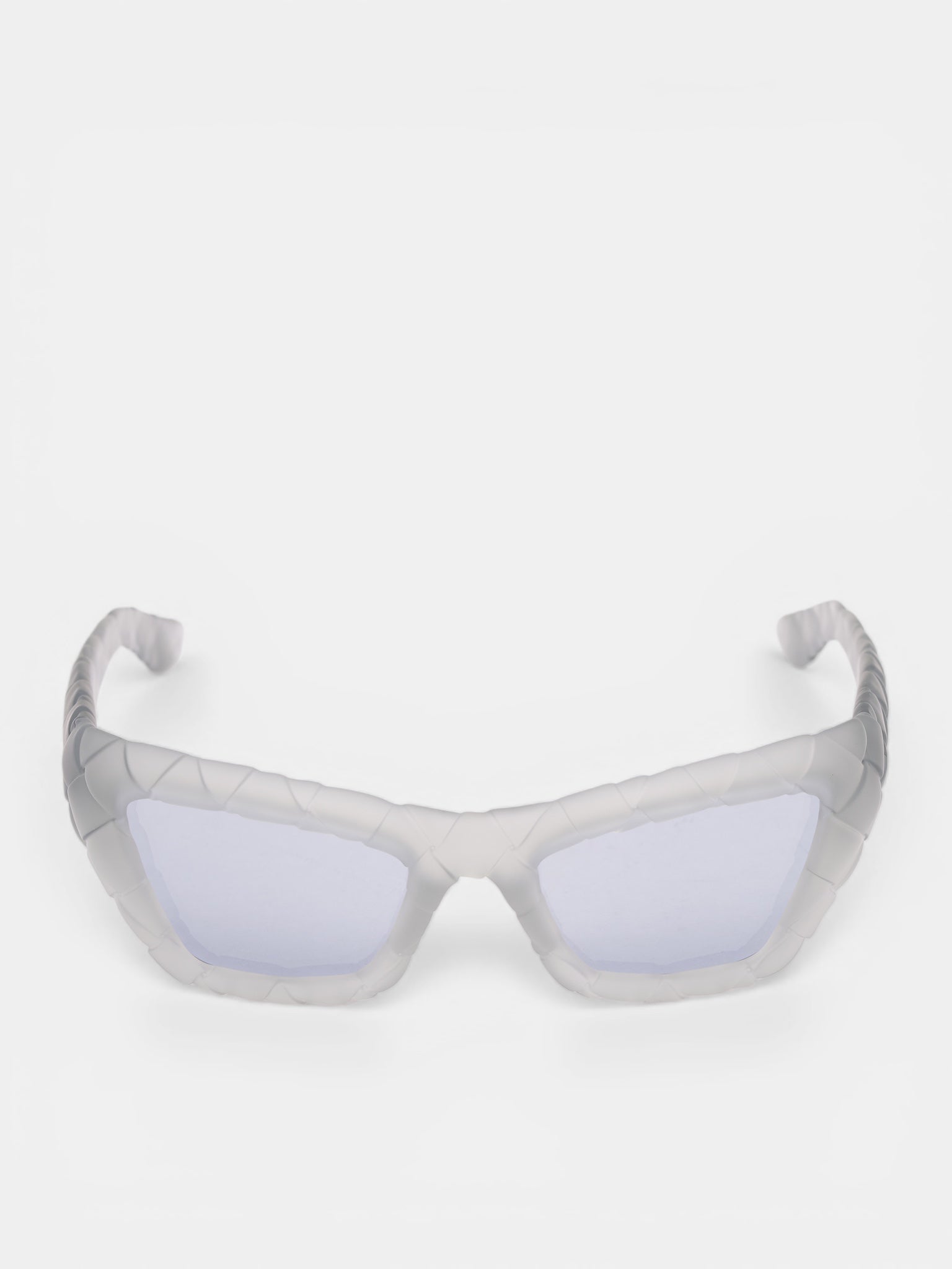 Translucent Intrecciato Rectangular Sunglasses (861358VBL80002-ALABASTER)