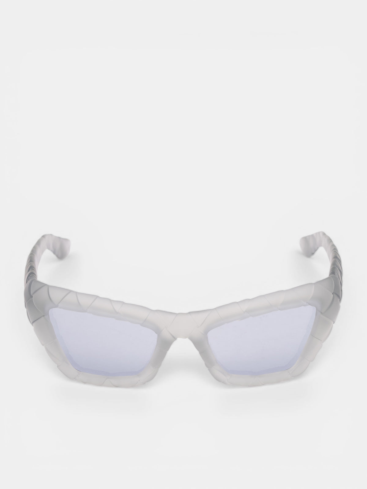 Translucent Intrecciato Rectangular Sunglasses (861358VBL80002-ALABASTER)