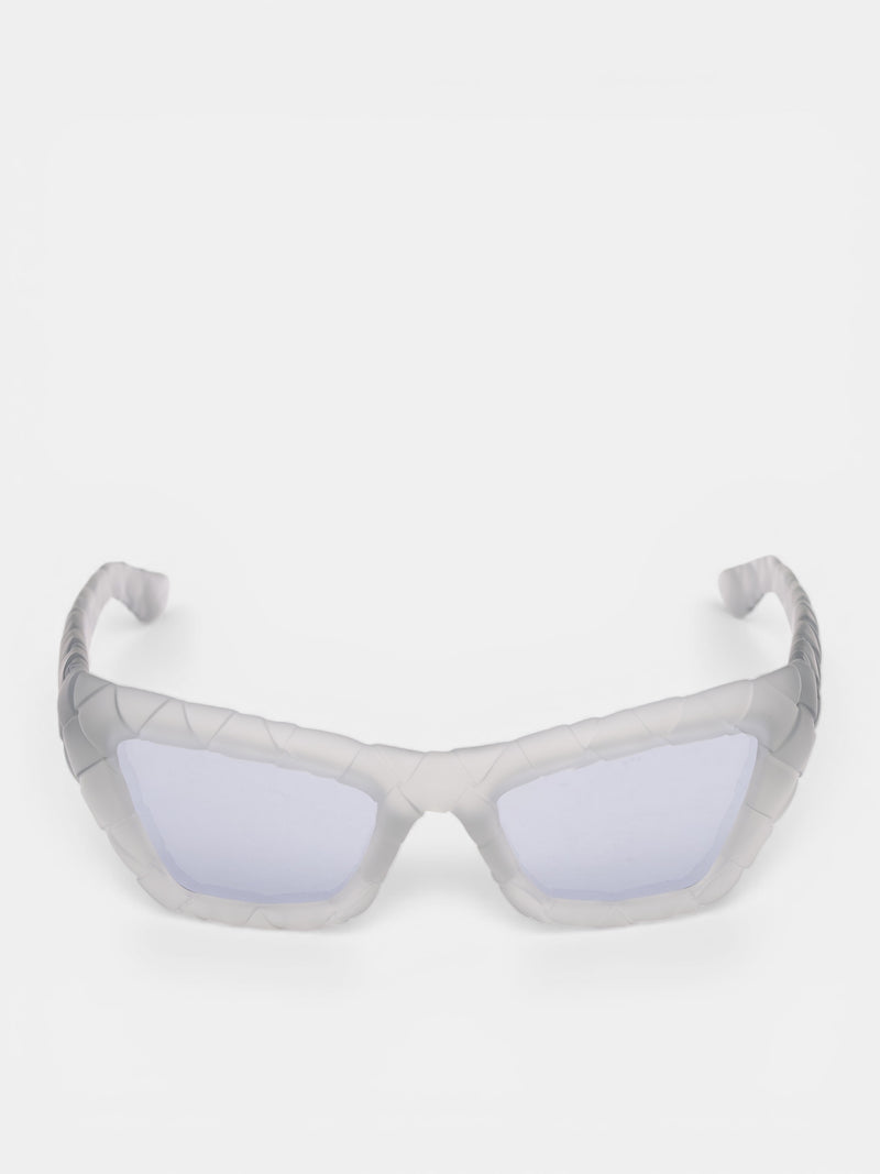 Translucent Intrecciato Rectangular Sunglasses (861358VBL80002-ALABASTER)