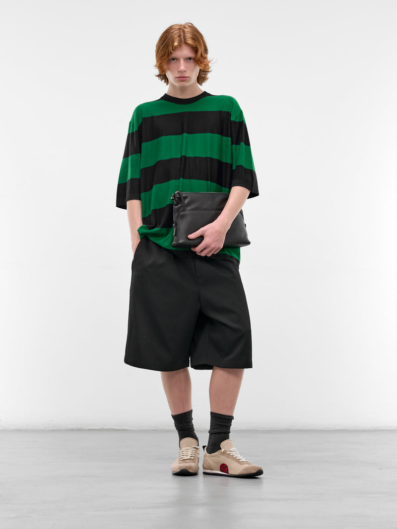 Black Wool Elastic Shorts (851389V6DH0-1010-DOUBLE-BLACK)