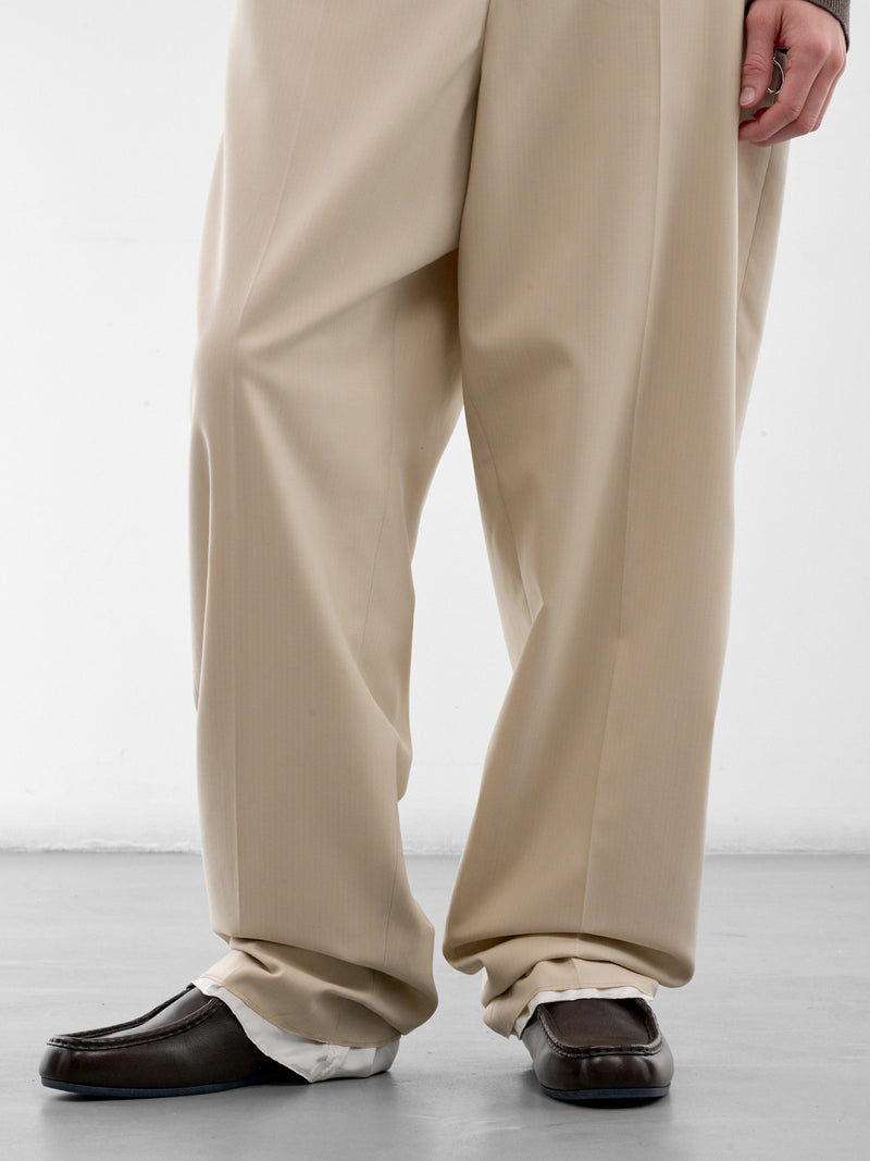 Beige Striped Wool Wide Trousers (863688V6NB0-BEIGE-LIGHT-BLUE)
