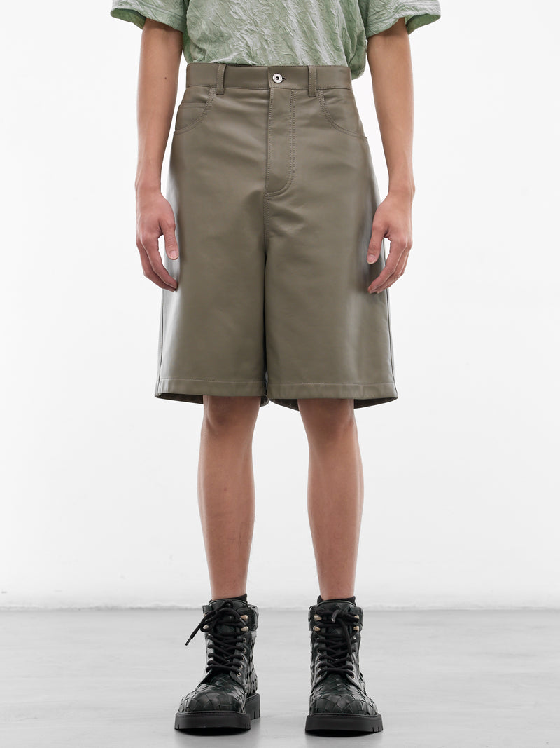 Steel Leather Baggy Shorts (865263V64W0004-STEEL)