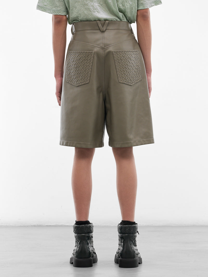 Steel Leather Baggy Shorts (865263V64W0004-STEEL)