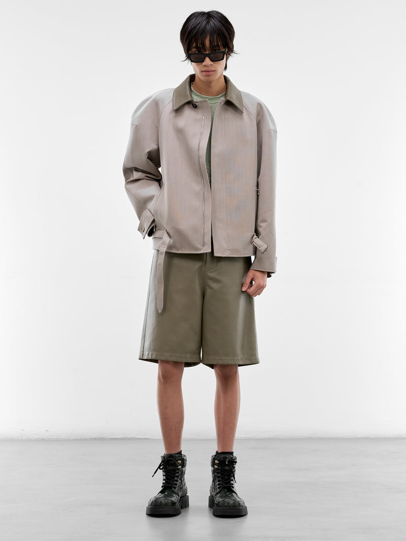 Steel Leather Baggy Shorts (865263V64W0004-STEEL)