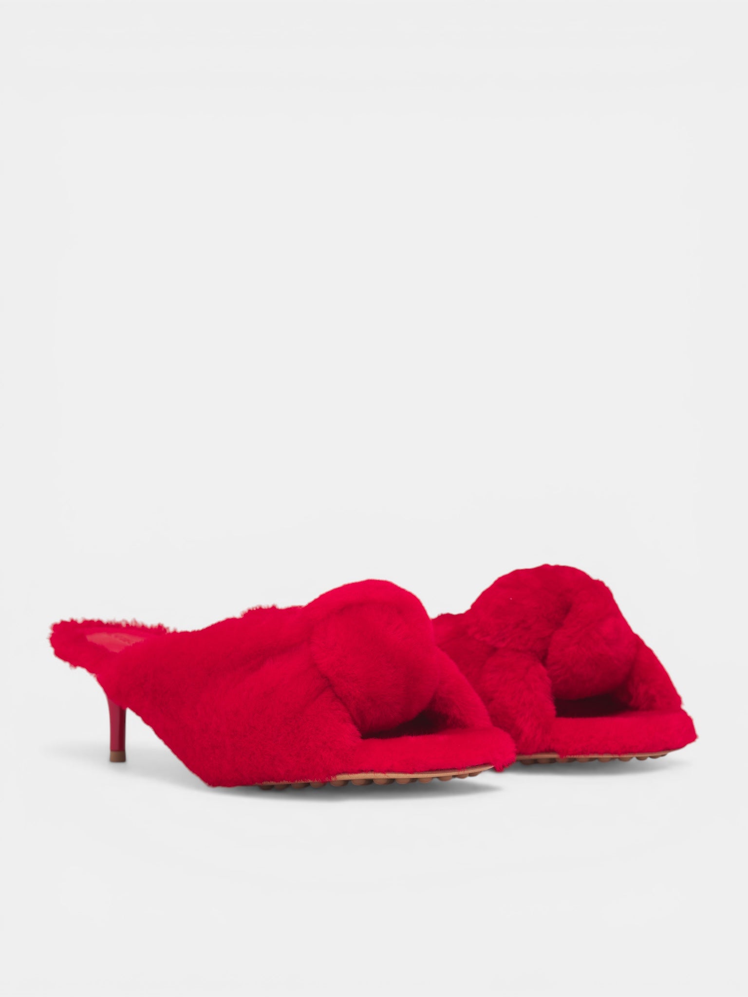 Red Cardinal Fuzzy Heeled Sandals (868227V6IR0011-CARDINAL)