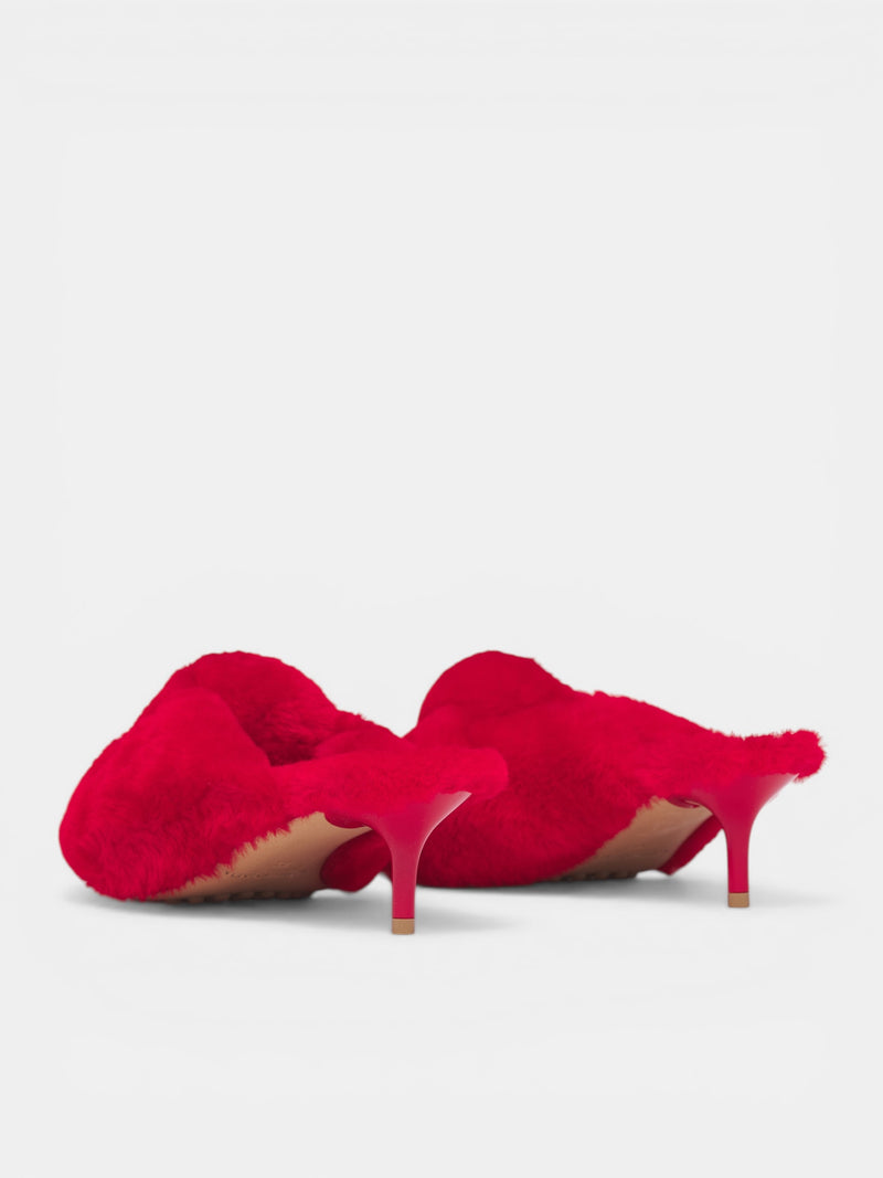 Red Cardinal Fuzzy Heeled Sandals (868227V6IR0011-CARDINAL)