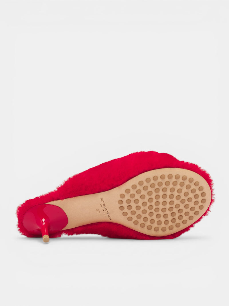 Red Cardinal Fuzzy Heeled Sandals (868227V6IR0011-CARDINAL)