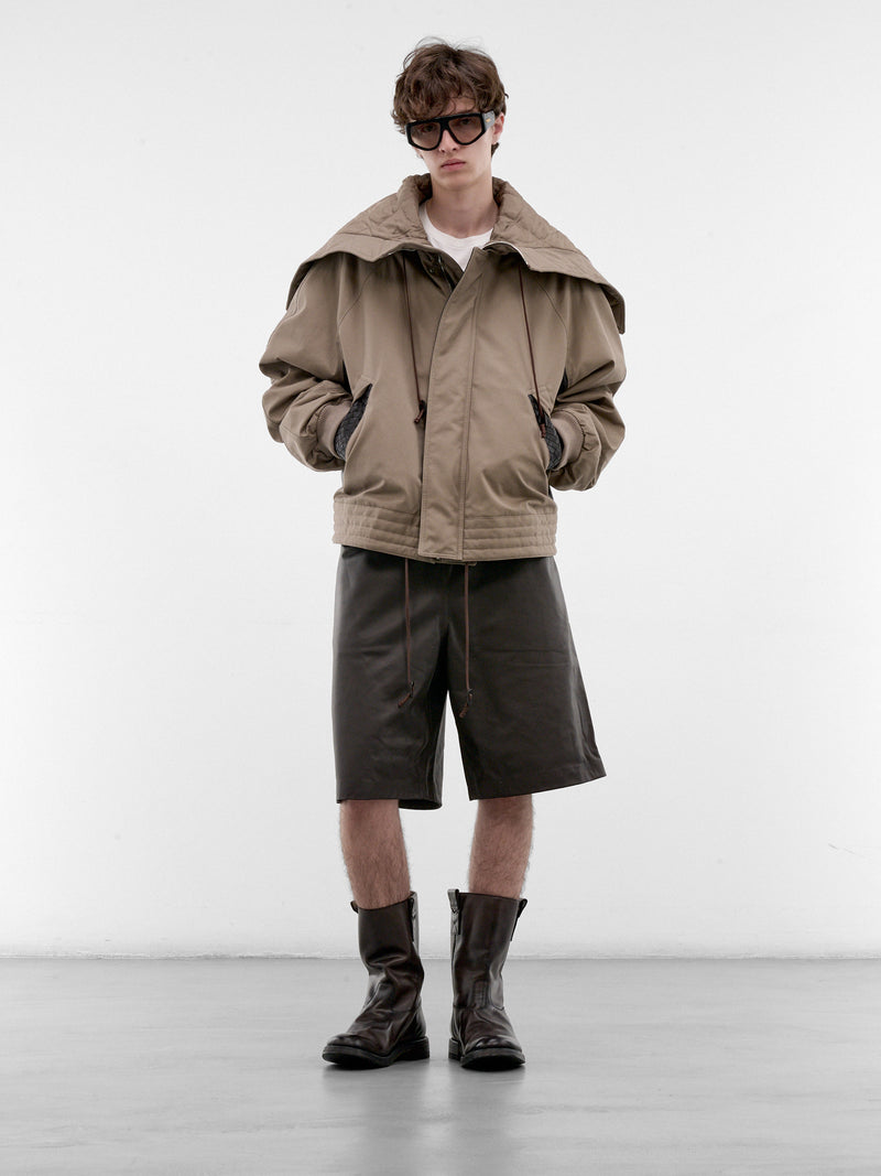 Brown Leather Wide Shorts (863012V68-F0014-2135-CARRUB)