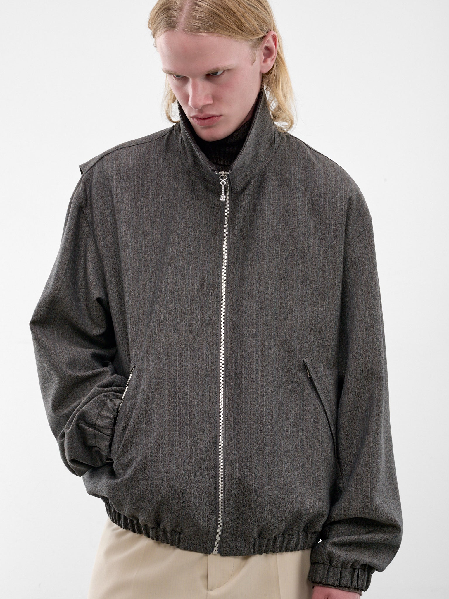 Gray Wool-Mohair Zip Blouson (871290V6O20-2527-DESERT-GREY-M)