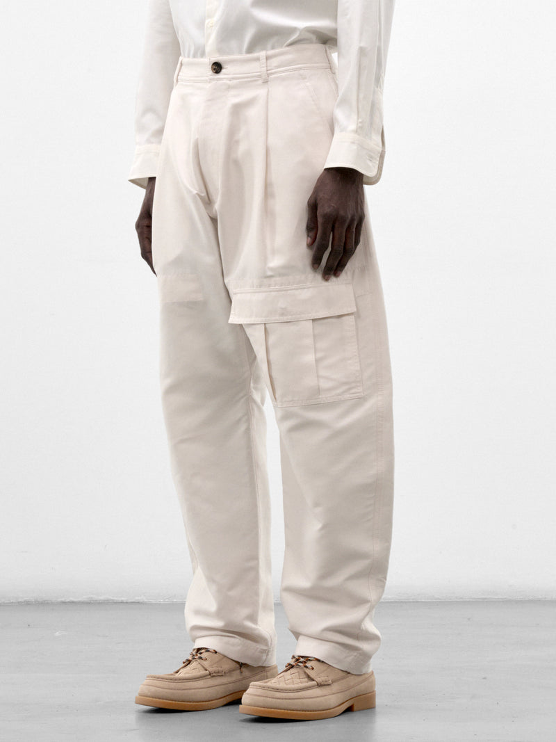 Parchment Cotton-Silk Wide Trousers (871341V6ON0-9107-PARCHMENT)