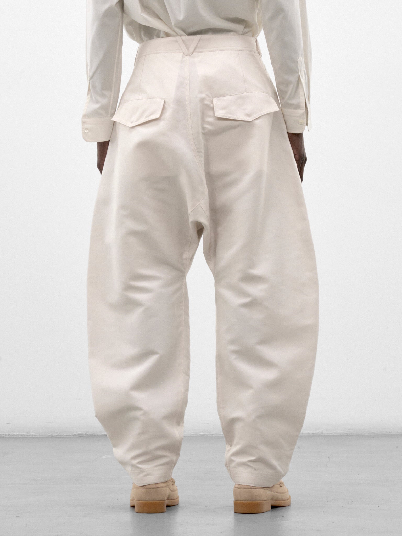 Parchment Cotton-Silk Wide Trousers (871341V6ON0-9107-PARCHMENT)