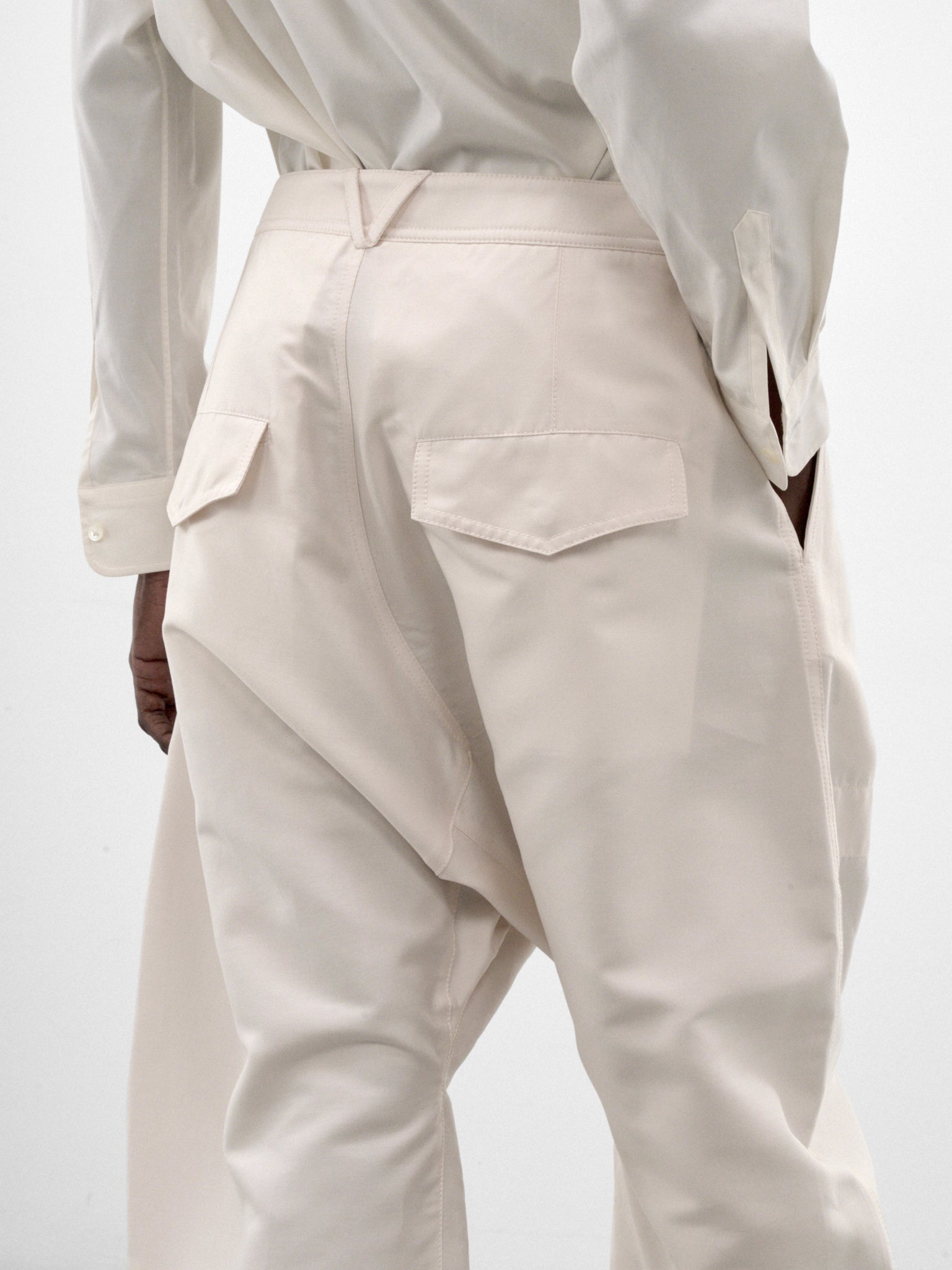 Parchment Cotton-Silk Wide Trousers (871341V6ON0-9107-PARCHMENT)